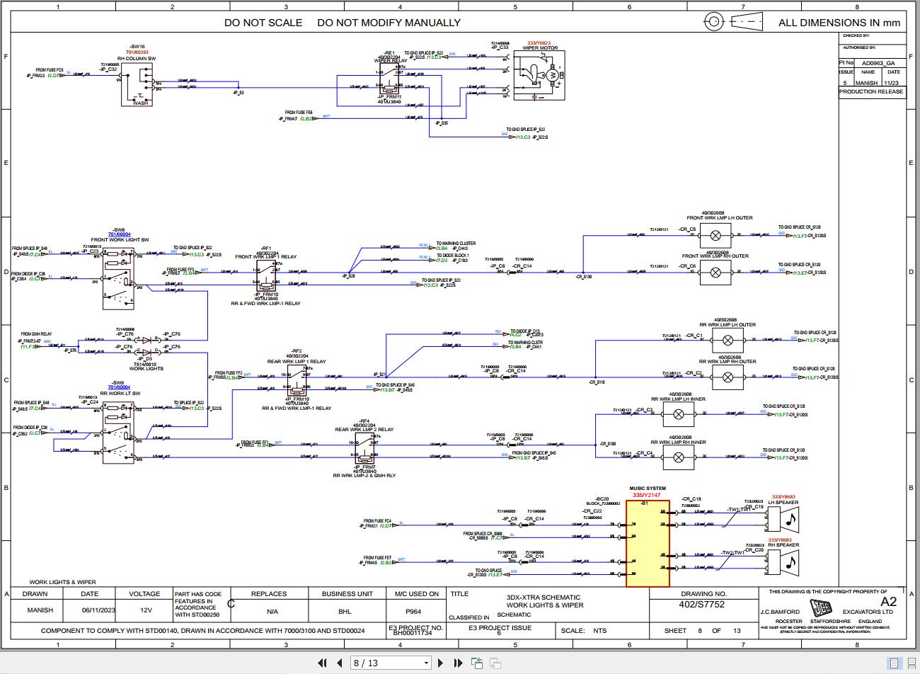 JCB Loader 3DX XTRA CEV Stage V 2023 2025 Electrical and Hydraulic Diagram (2)