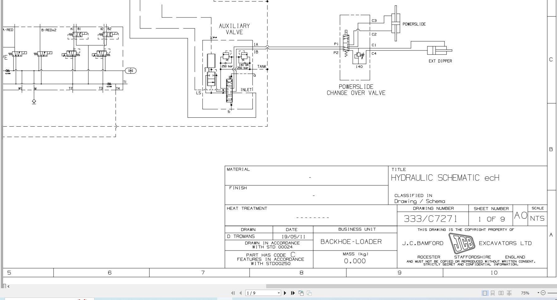 JCB Loader 4CX T2 9B9 2013 Electrical and Hydraulic Diagram (1)