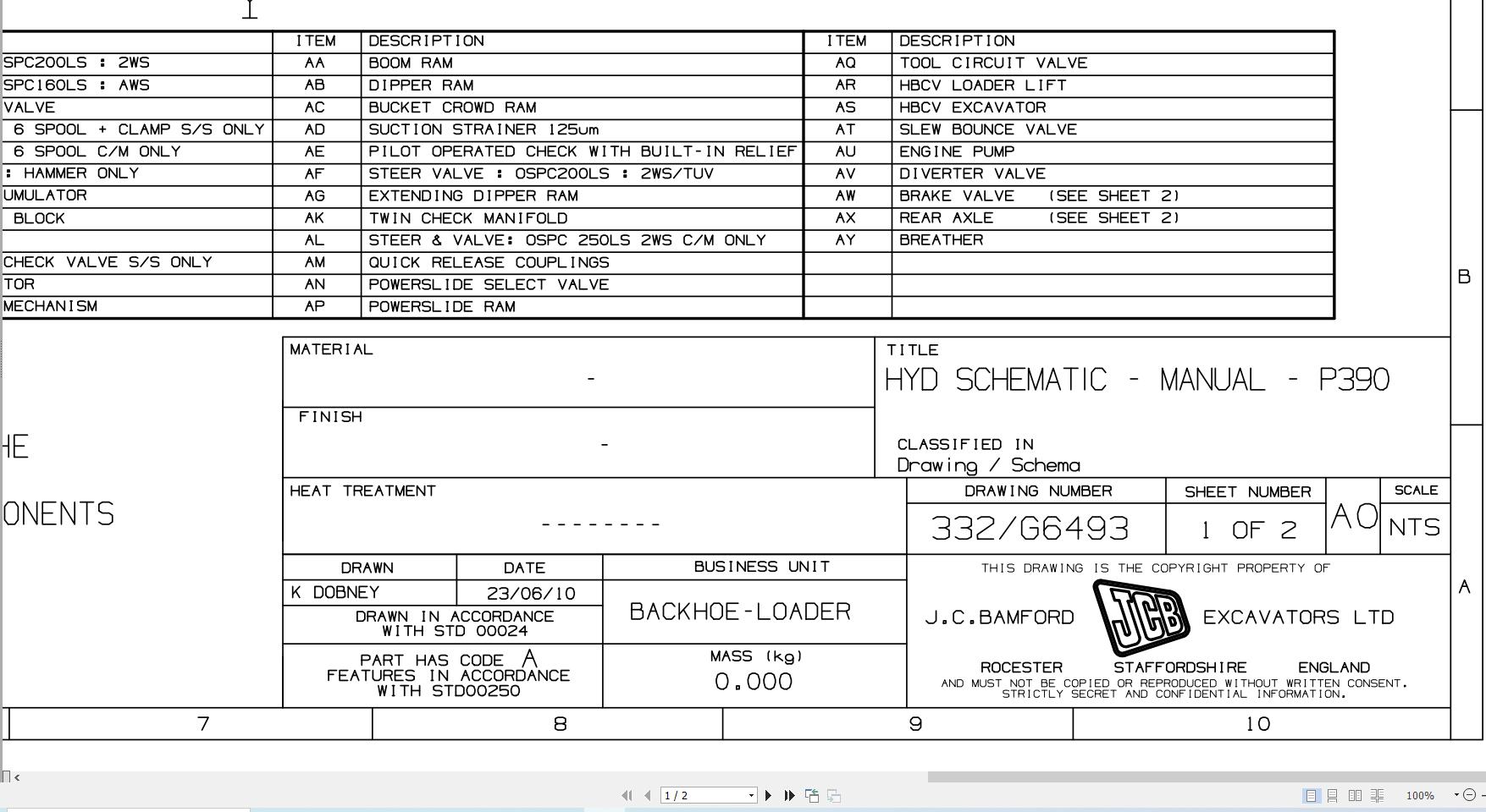 JCB Loader 4CX T2 JCB JCB 2004 2025 Electrical and Hydraulic Diagram (1)