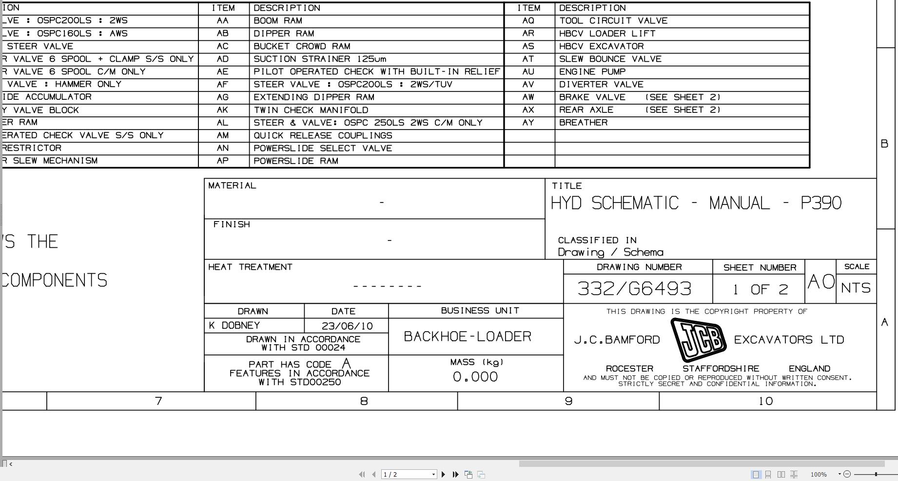 JCB Loader 4CX T2 Perkins JCB 2003 2005 Hydraulic Diagram (1)