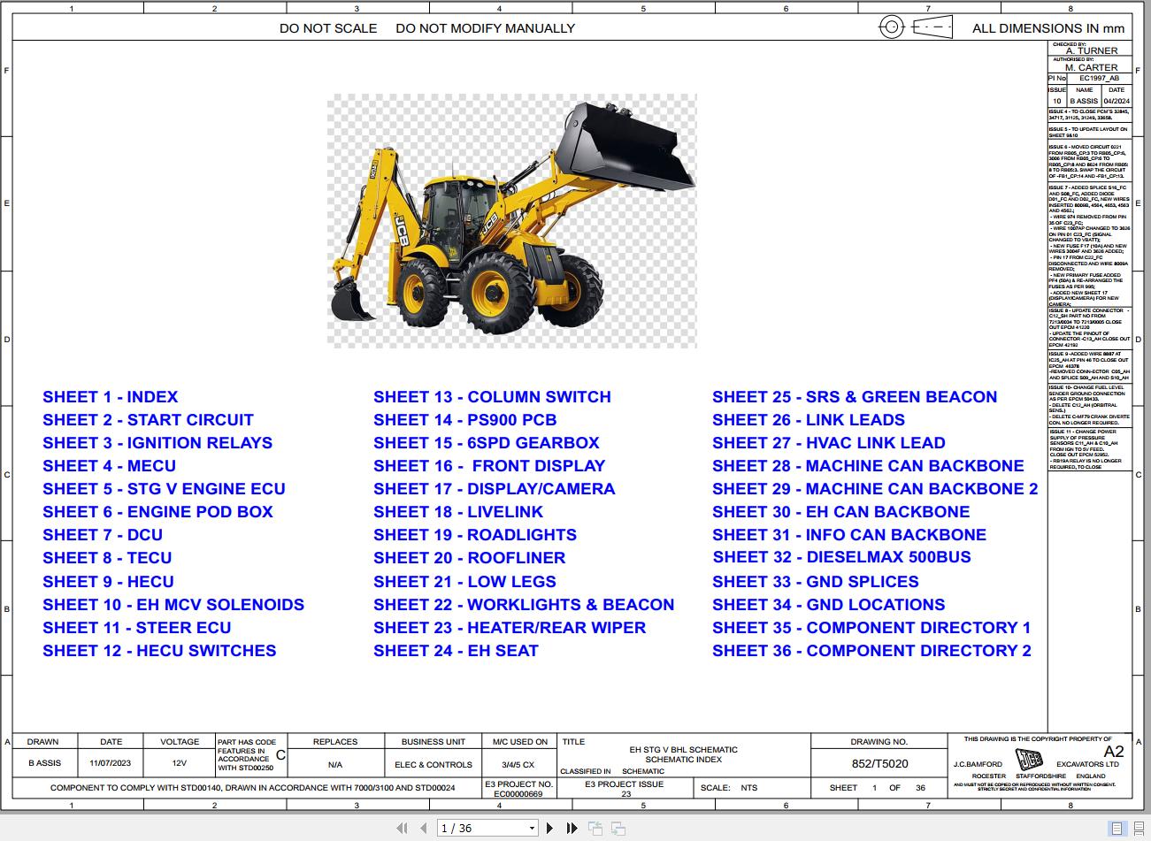JCB Loader 4CX seat mounted controls STV 2024 2025 Electrical and Hydraulic Diagram (1)