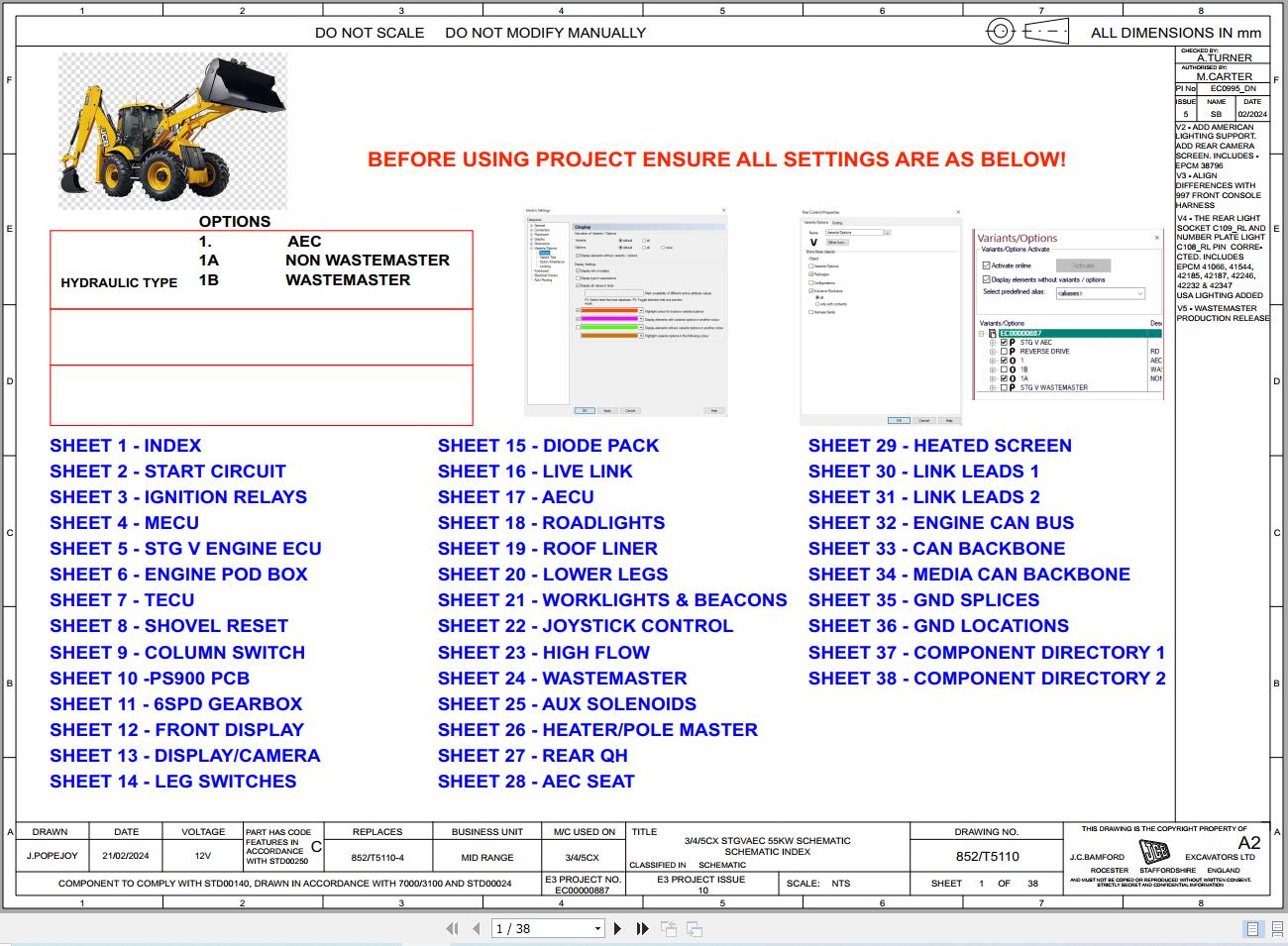 JCB Loader 5CX Pro Wastemaster STV 2021 2025 Electrical and Hydraulic Diagram (1)