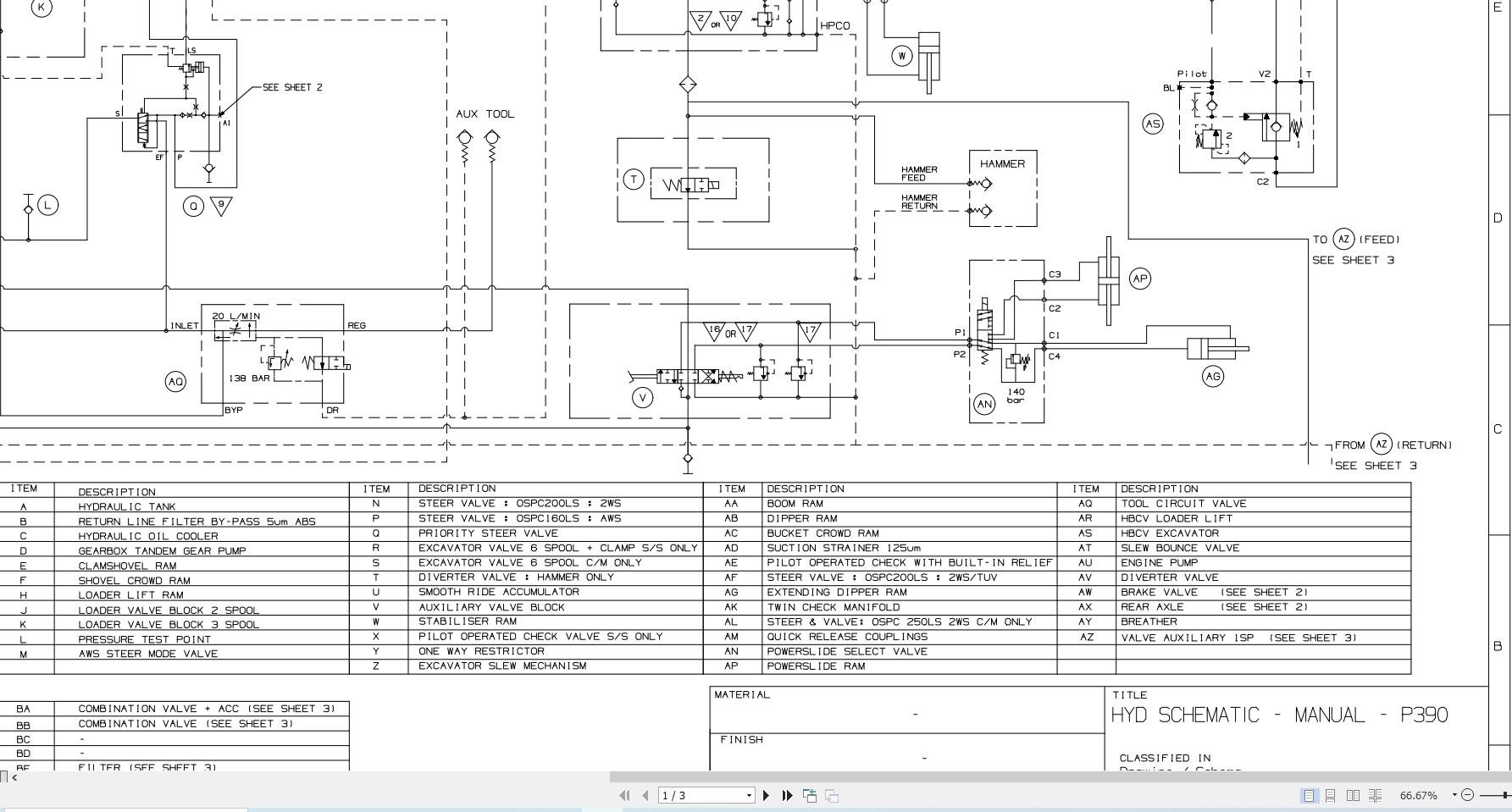 JCB Loader 5CX Wastemaster T4F 2015 2020 Electrical and Hydraulic Diagram (2)