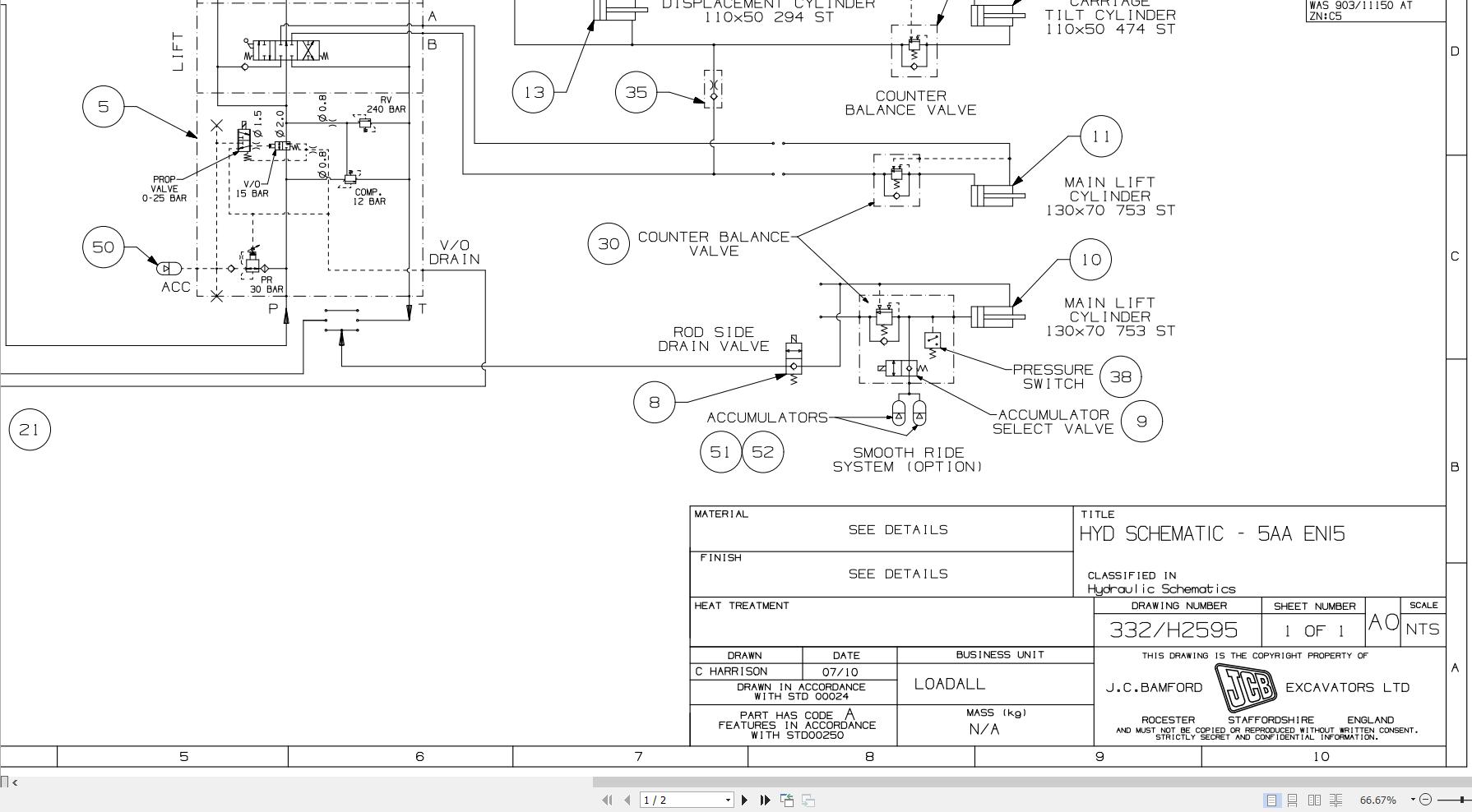 JCB Telehandler 531T70 T2 2005 2020 Electrical and Hydraulic Diagram (3)