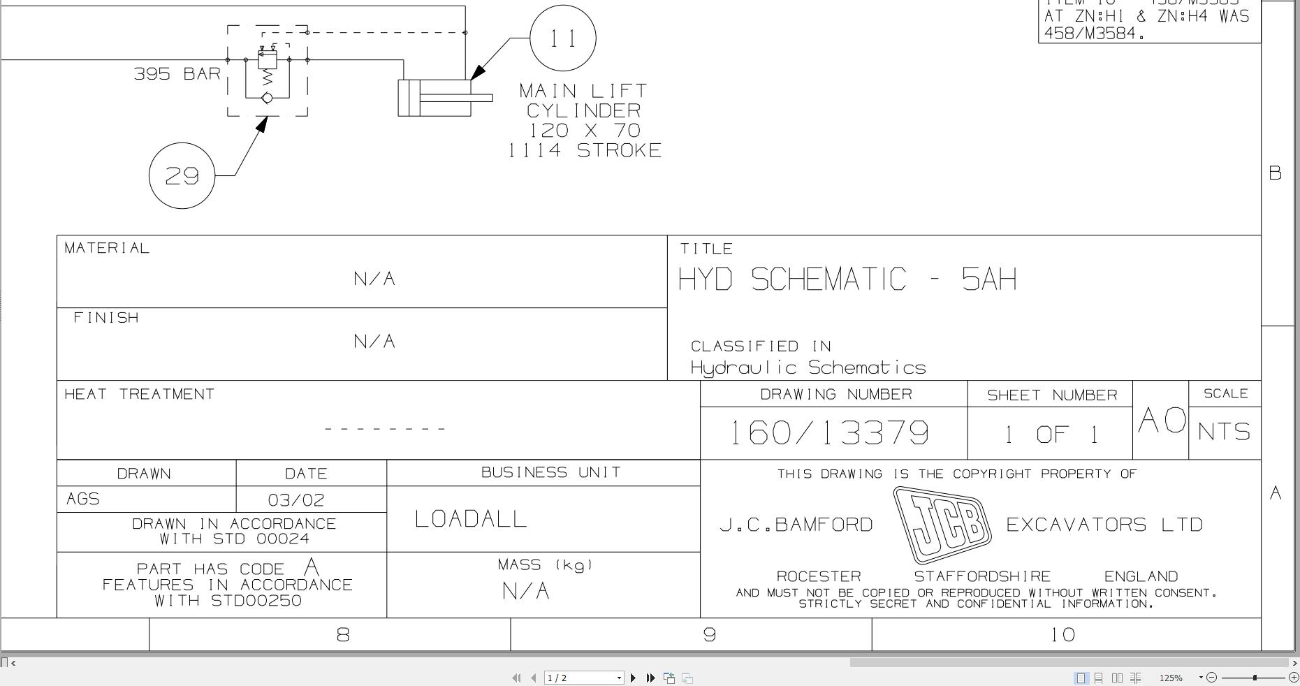 JCB Telehandler 533 105 T0 2002 2003 Hydraulic Diagram (1)