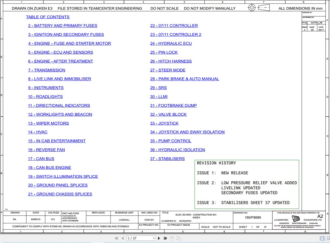 JCB Telehandler 535V140 T4F 55kW 2015 2016 Electrical and Hydraulic Diagram (1)