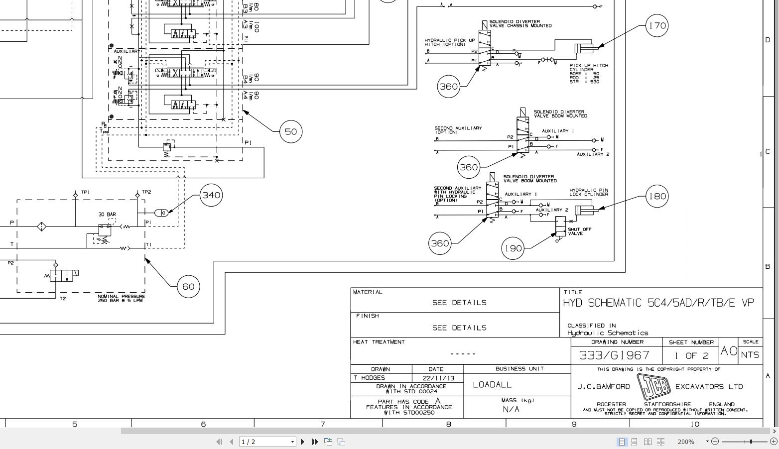 JCB Telehandler 536-70 LP T4F Electrical and Hydraulic Diagram