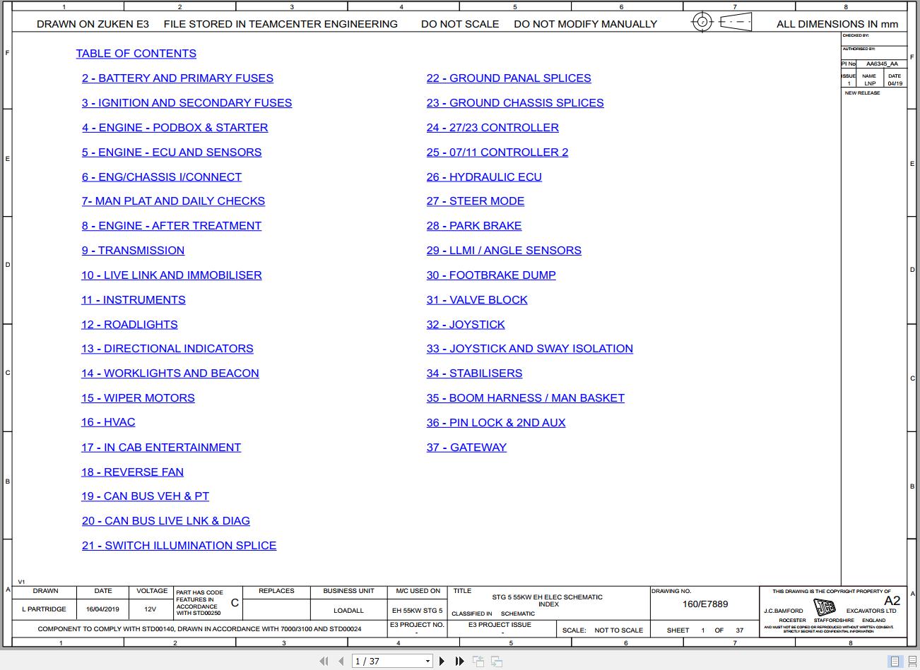 JCB Telehandler 540 200 MP STV 4.8L 2020 Electrical and Hydraulic Diagram (1)