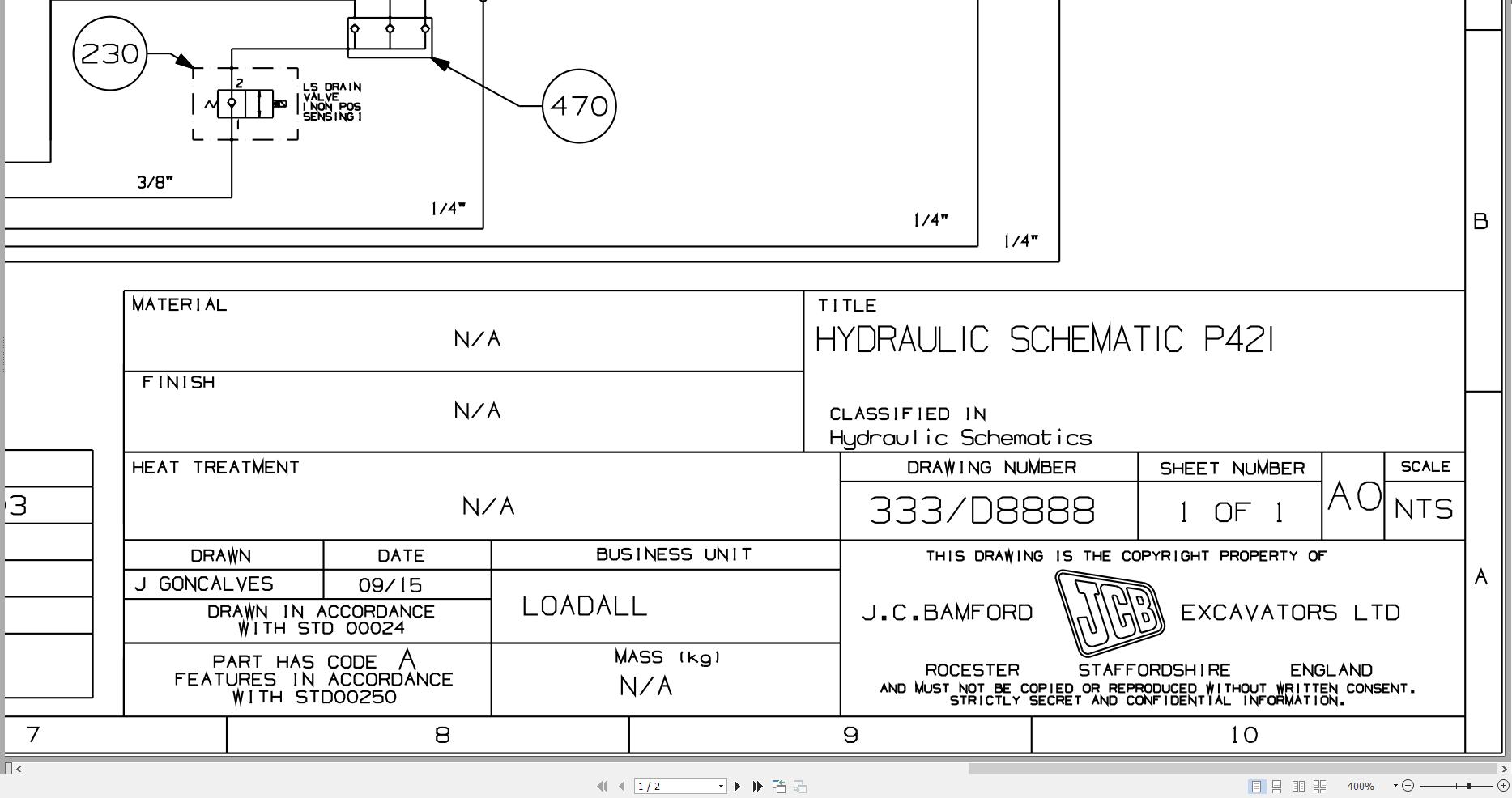 JCB Telehandler 540 200 T2 2013 2019 Hydraulic Diagram (1)