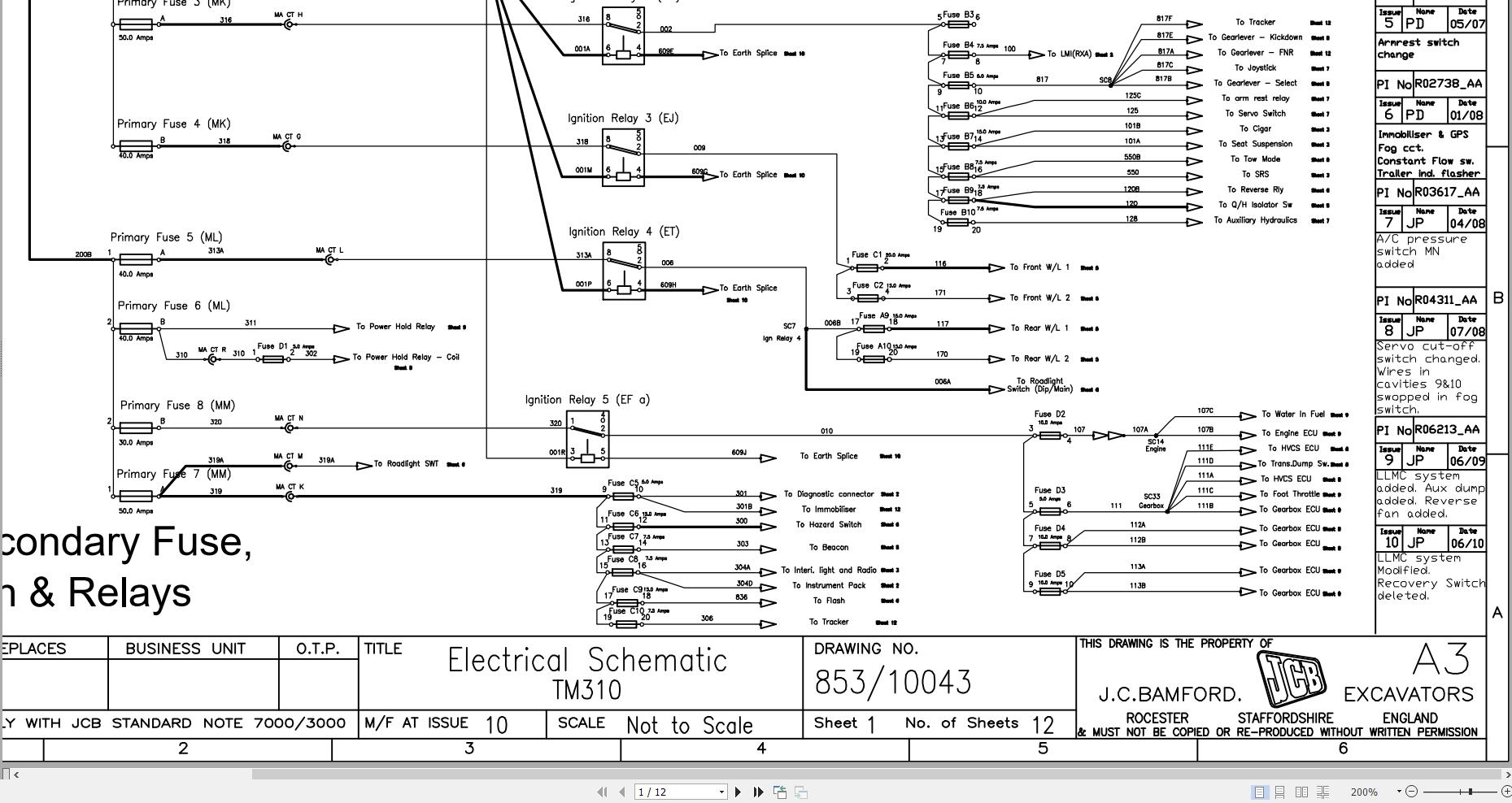 JCB Telescopic Wheel Loader TM310 T3 2007 2012 Electrical Diagram (1)