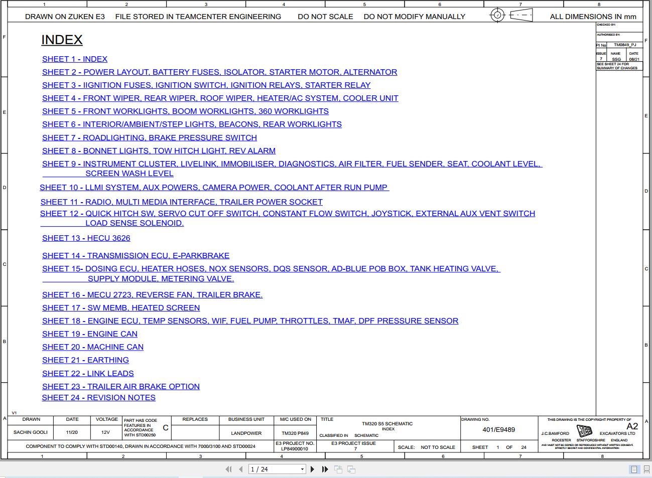 JCB Telescopic Wheel Loader TM320S STV 2020 2025 Electrical Hydraulic Diagram (1)