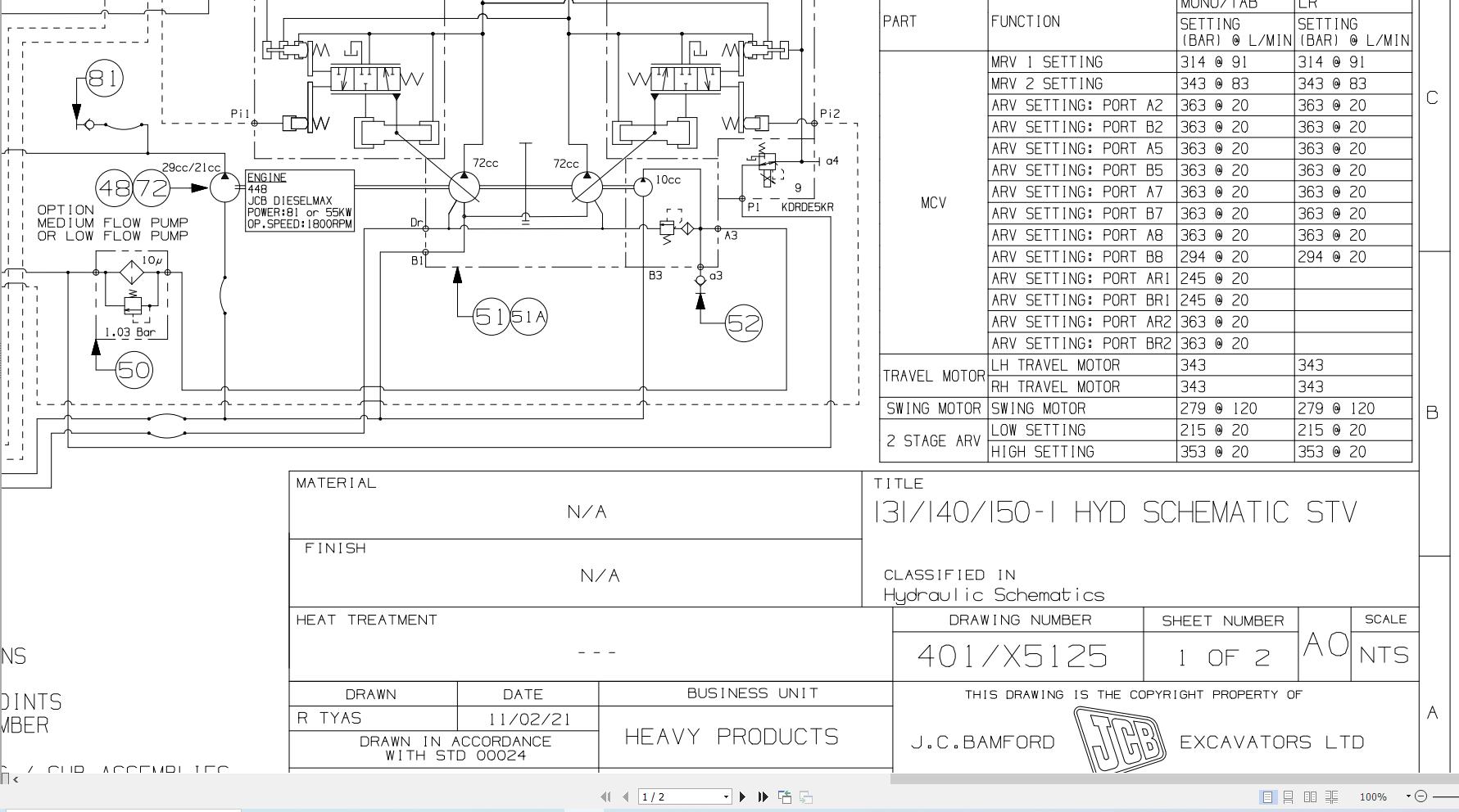 JCB Tracked Excavator 131X STV 2020 2025 Electrical and Hydraulic Diagram (3)
