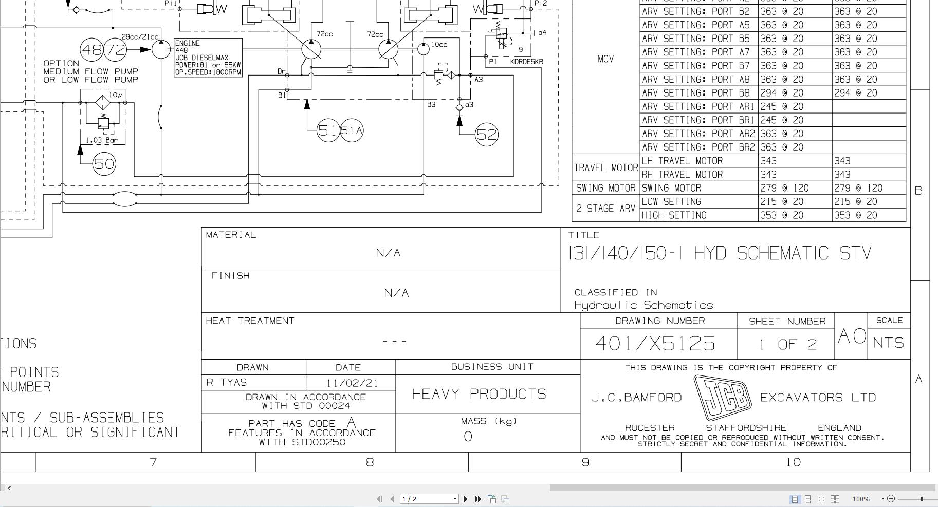 JCB Tracked Excavator 131X STV JCB9 2023 2025 Hydraulic Diagram (1)