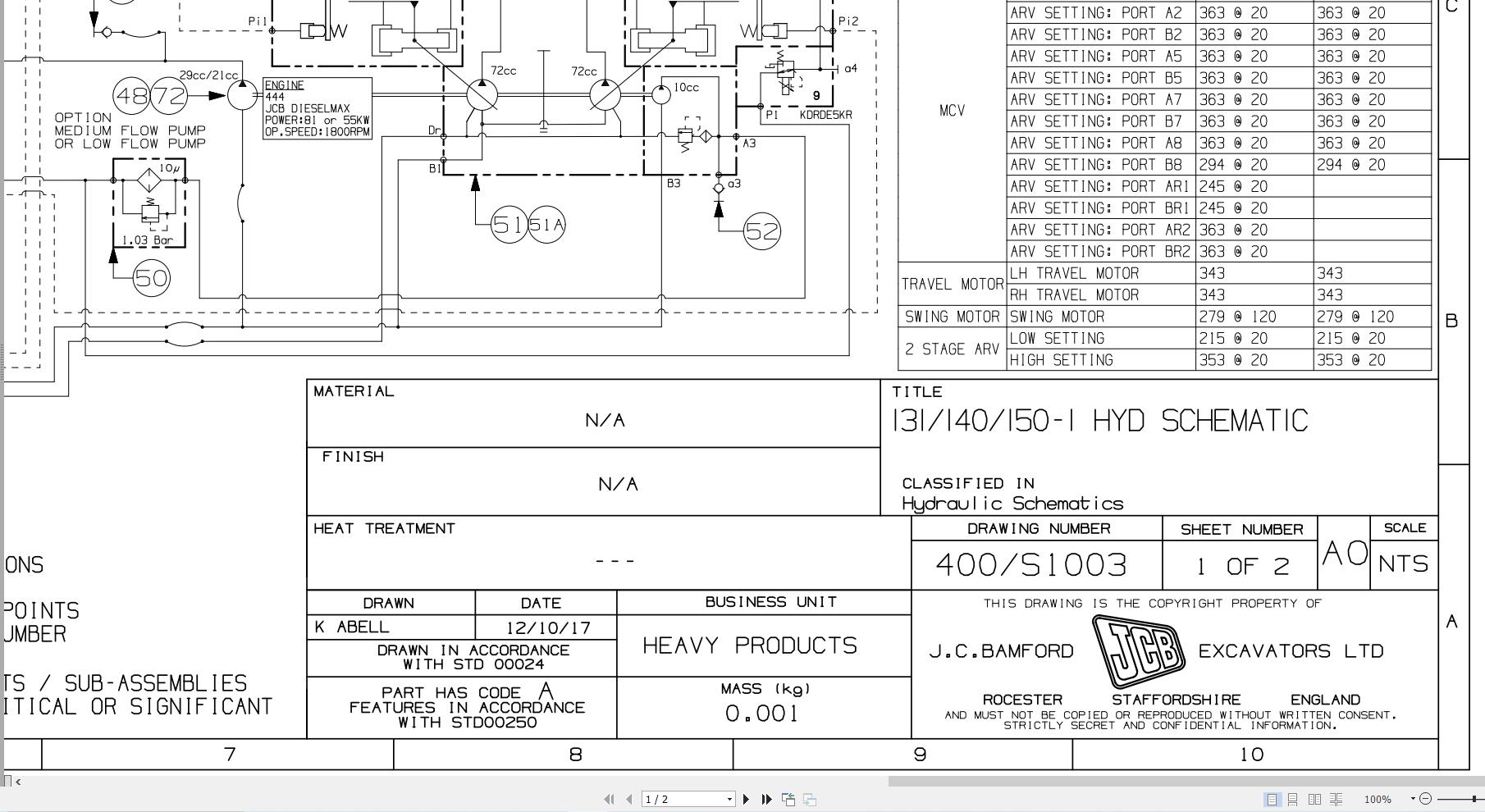 JCB Tracked Excavator 131X T4F JCB9 2023 Hydraulic Diagram (1)