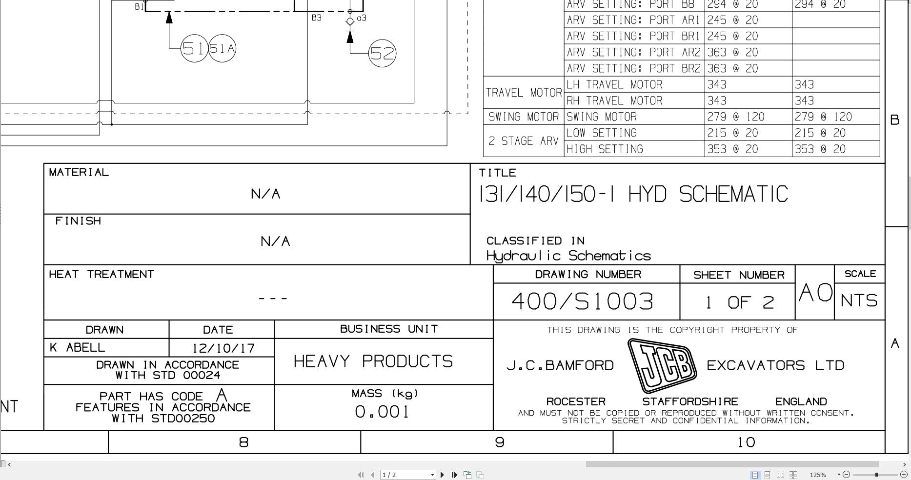 JCB Tracked Excavator 140X T4F JCB9 2023 Hydraulic Diagram (1)
