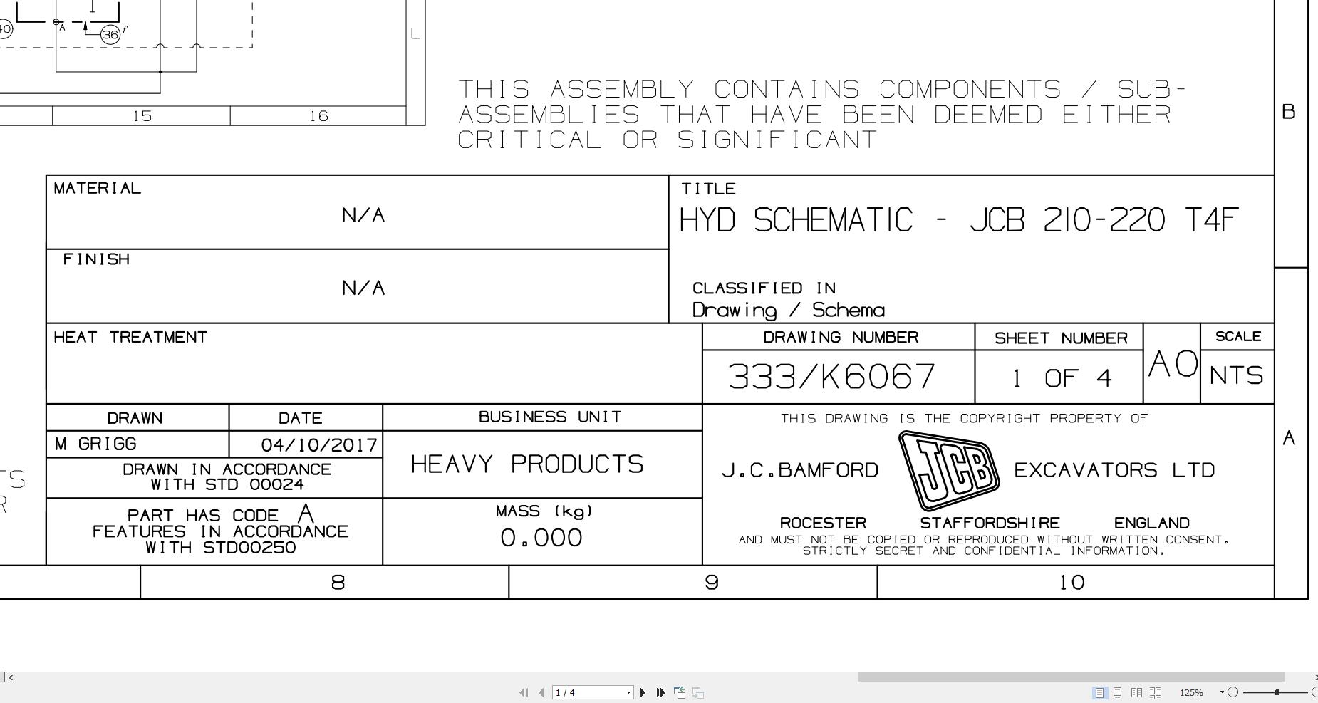 JCB Tracked Excavator 220X STV JCB9 2023 2025 Hydraulic Diagram (1)