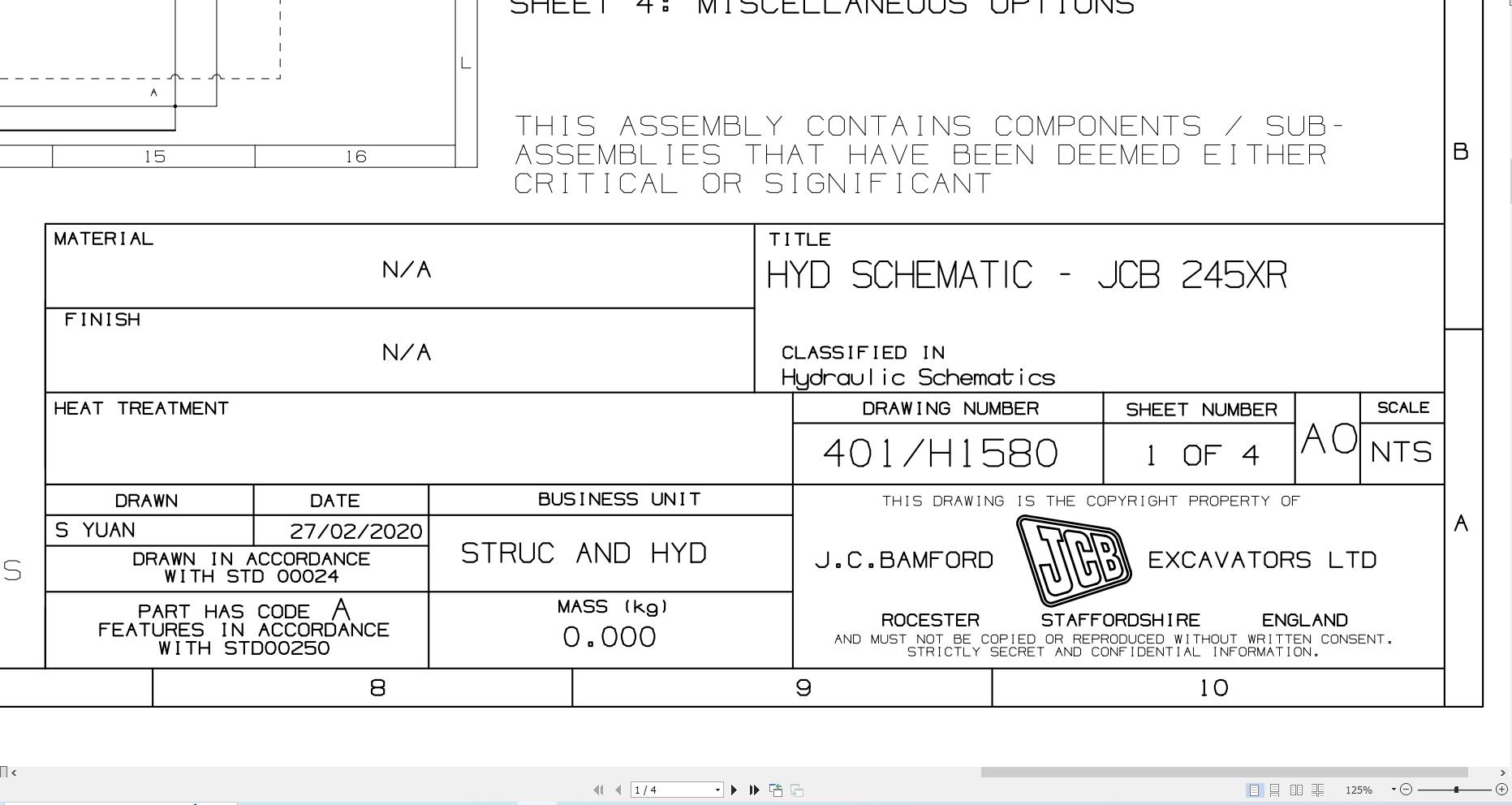 JCB Tracked Excavator 245XR T4F JCB9 2024 Hydraulic Diagram (1)