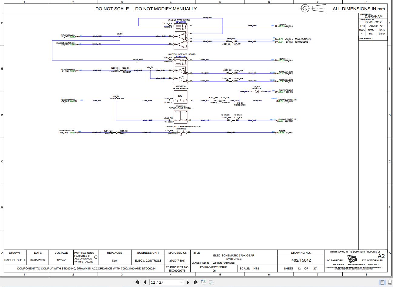 JCB Tracked Excavator 370X T2 2023 Electrical and Hydraulic Diagram (2)