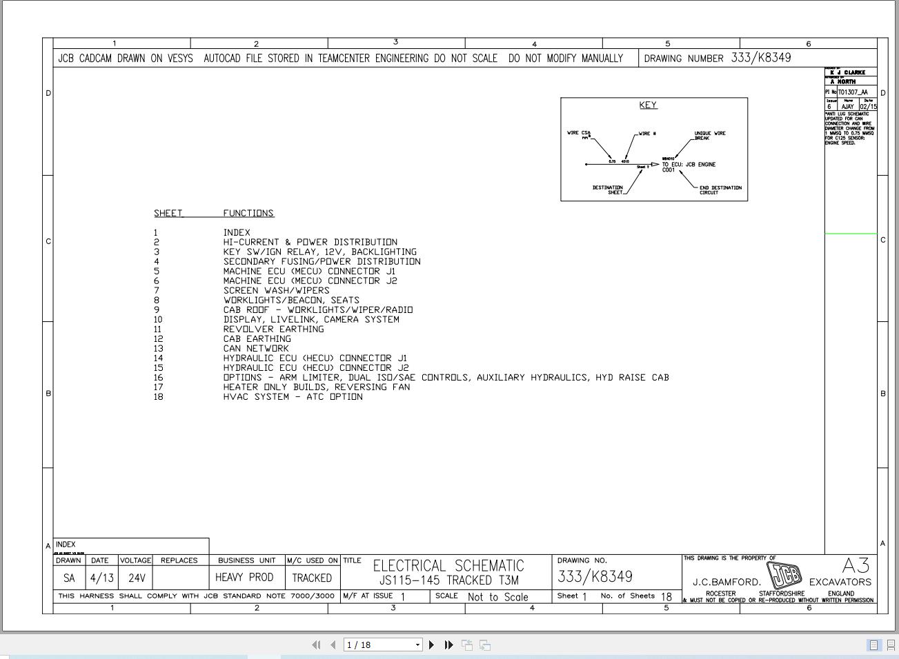 JCB Tracked Excavator JS115 T2 2006 2008 Electrical and Hydraulic Diagram (1)
