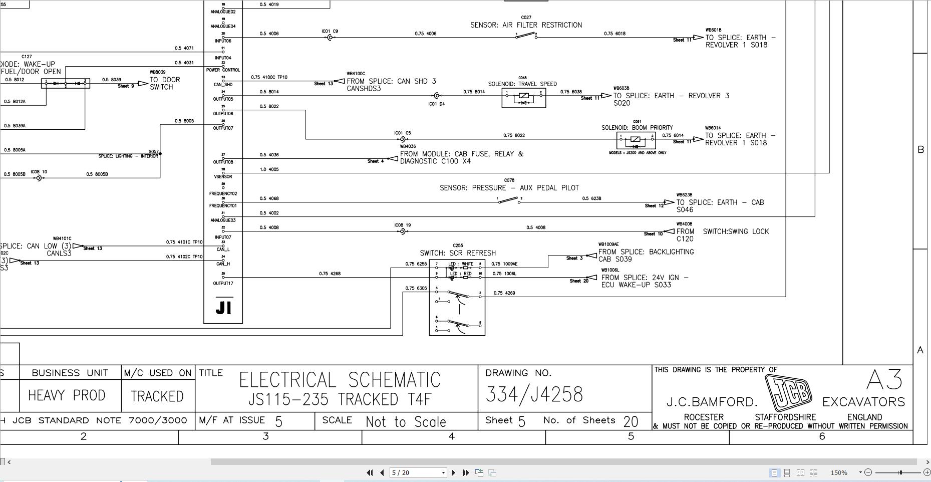 JCB Tracked Excavator JS115 T4F Electrical and Hydraulic Diagram (2)