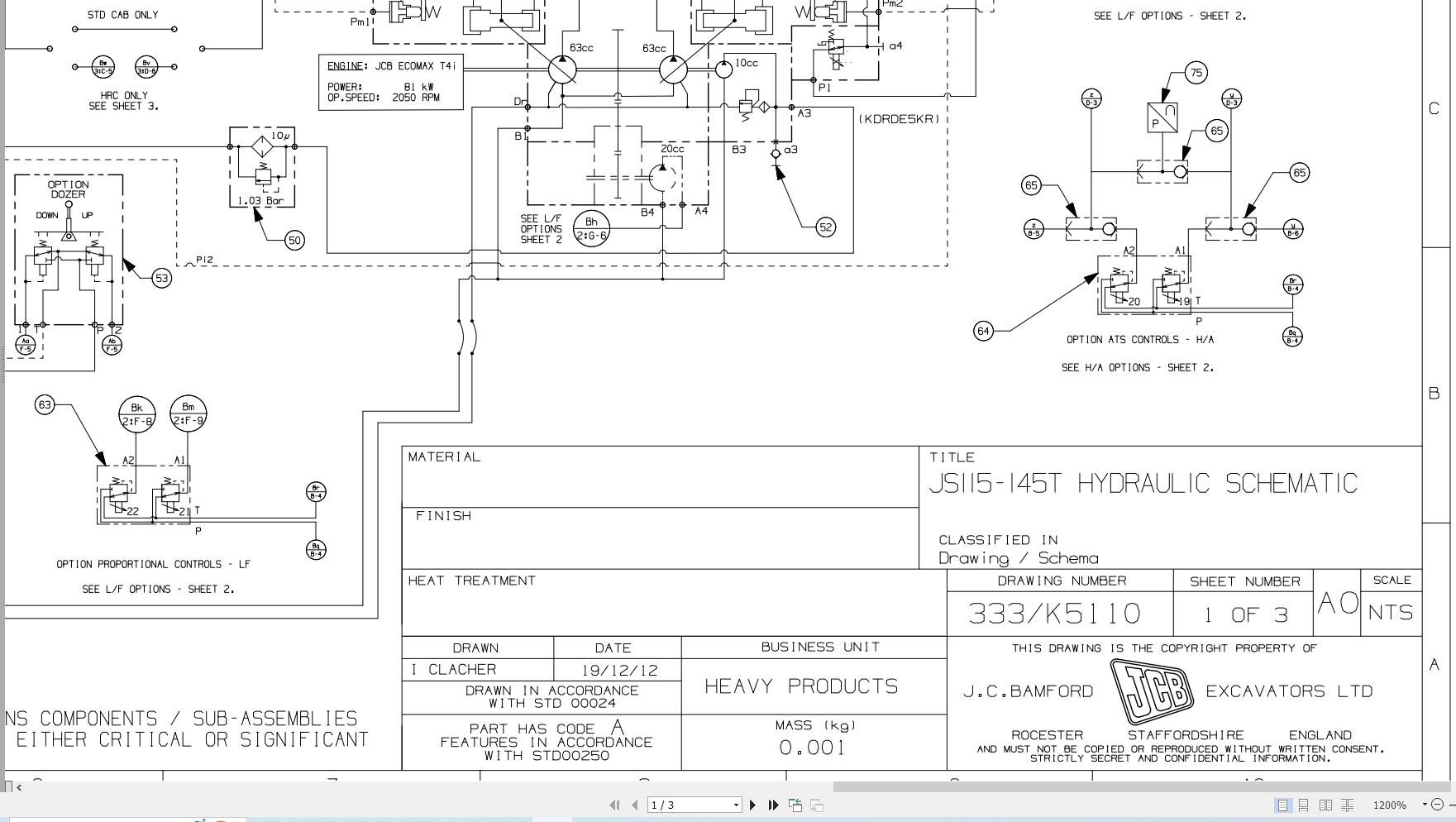 JCB Tracked Excavator JS115 T4i 2013 2015 Electrical and Hydraulic Diagram (3)