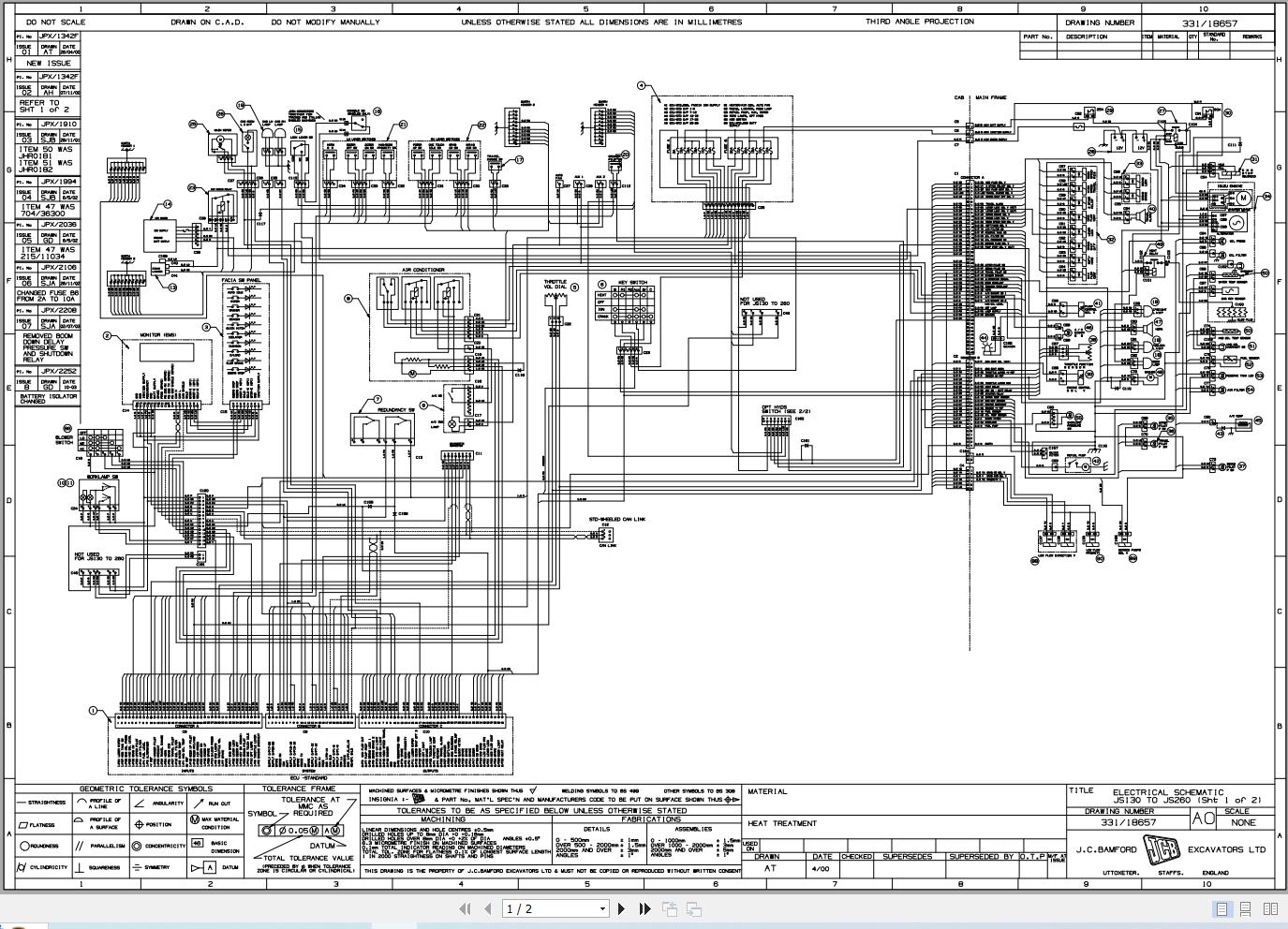 JCB Tracked Excavator JS130 T0 1996 2004 Electrical Diagram (1)