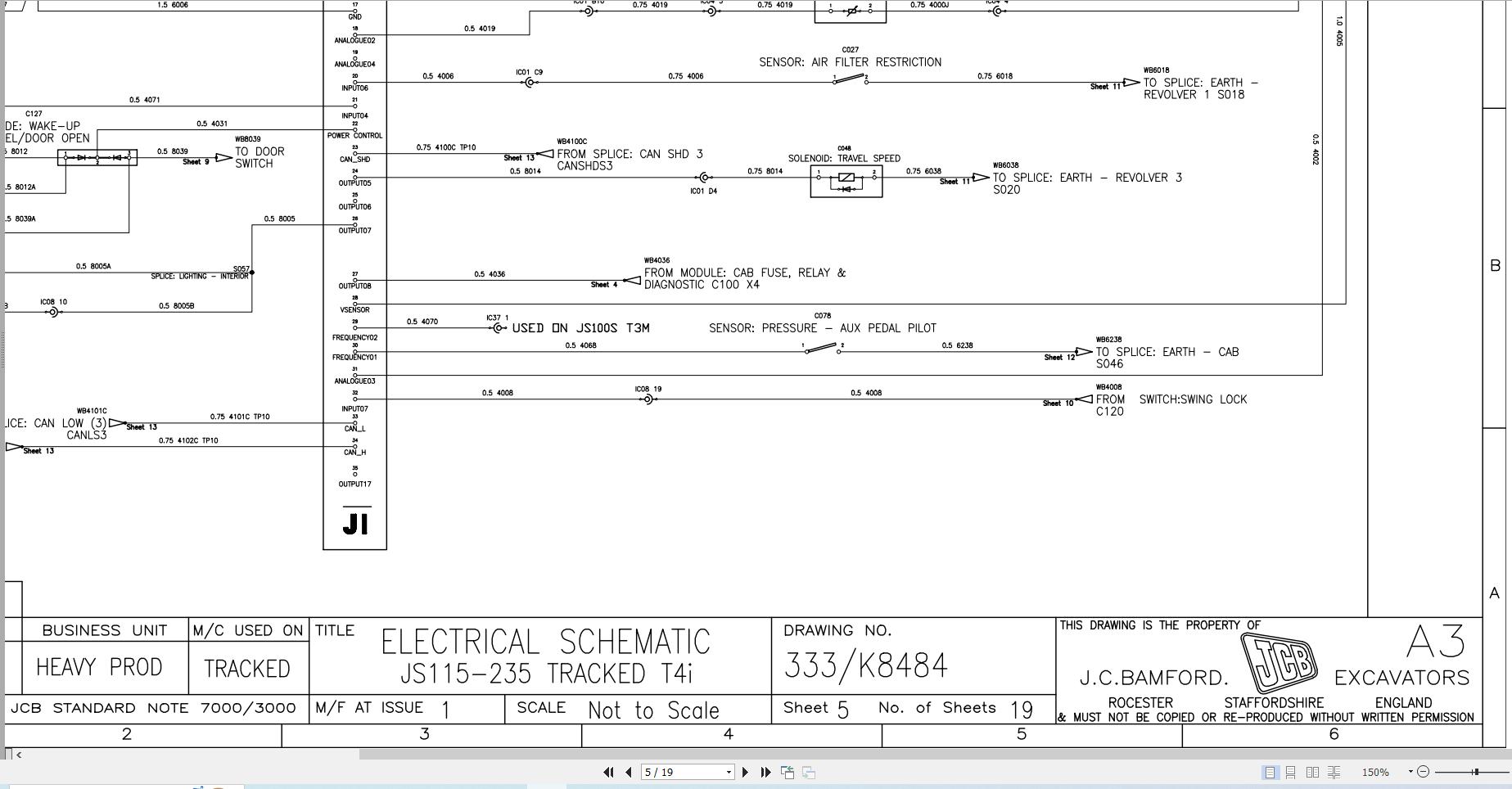 JCB Tracked Excavator JS131 T4F 2016 2019 Electrical and Hydraulic Diagram (2)