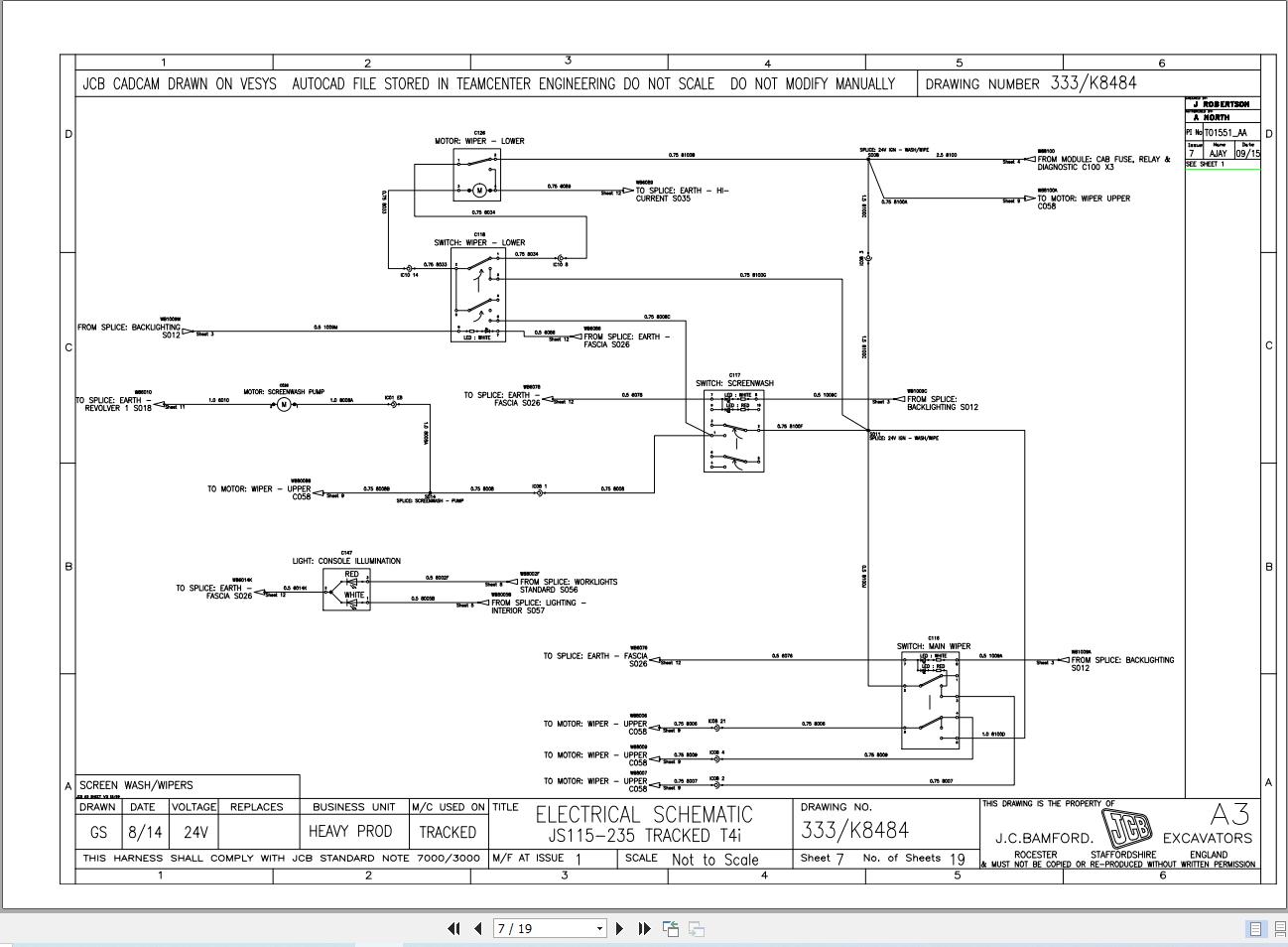 JCB Tracked Excavator JS145 HD T4i 2013 2016 Electrical and Hydraulic Diagram (2)