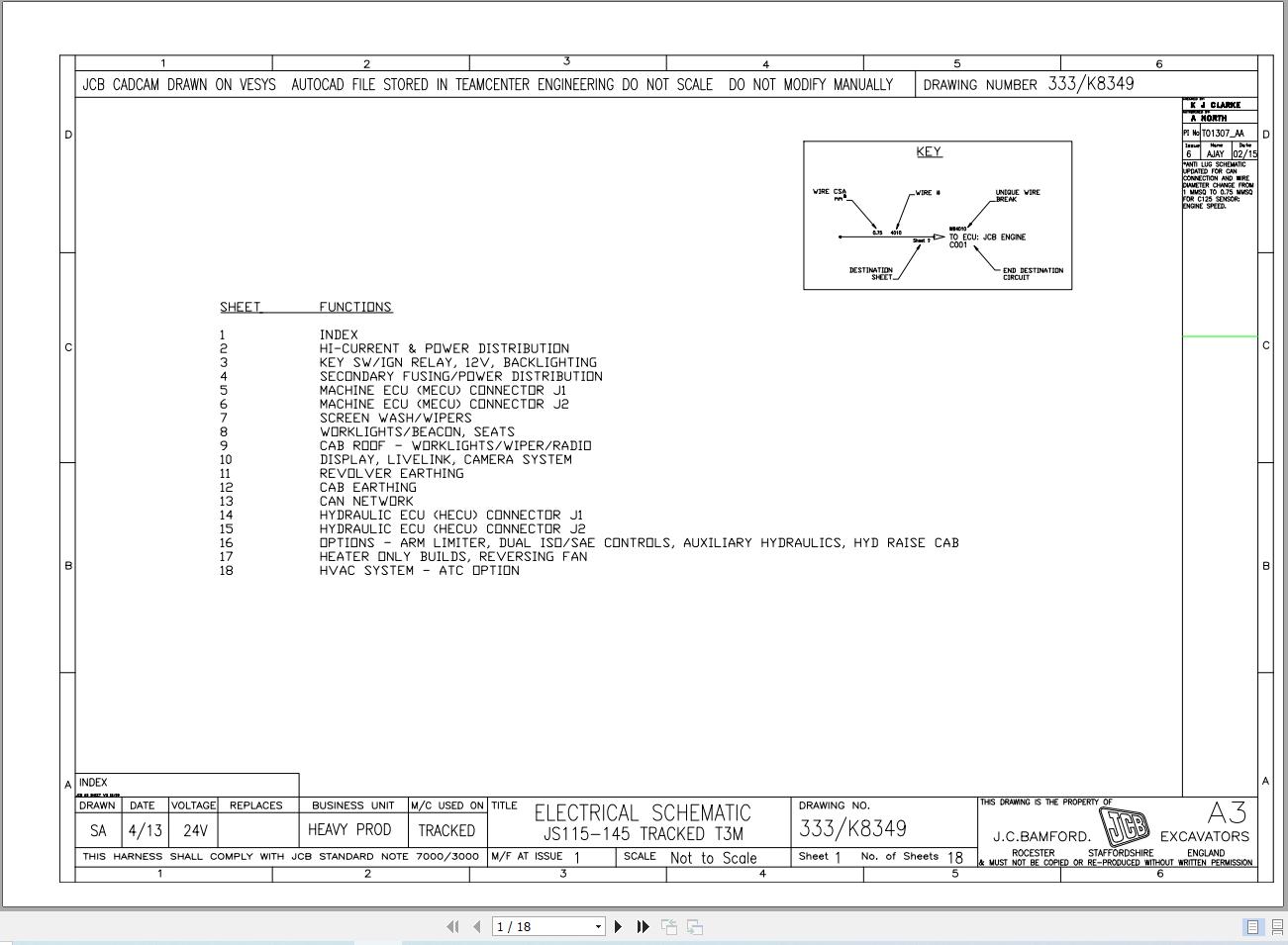 JCB Tracked Excavator JS145 T2 2006 2008 Electrical and Hydraulic Diagram (1)