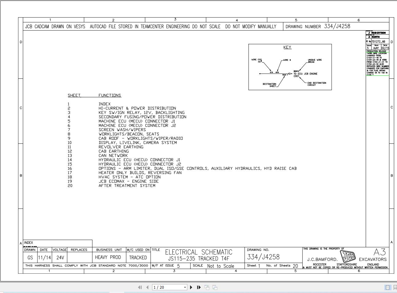 JCB Tracked Excavator JS145 T4F 2015 2021 Electrical and Hydraulic Diagram (1)