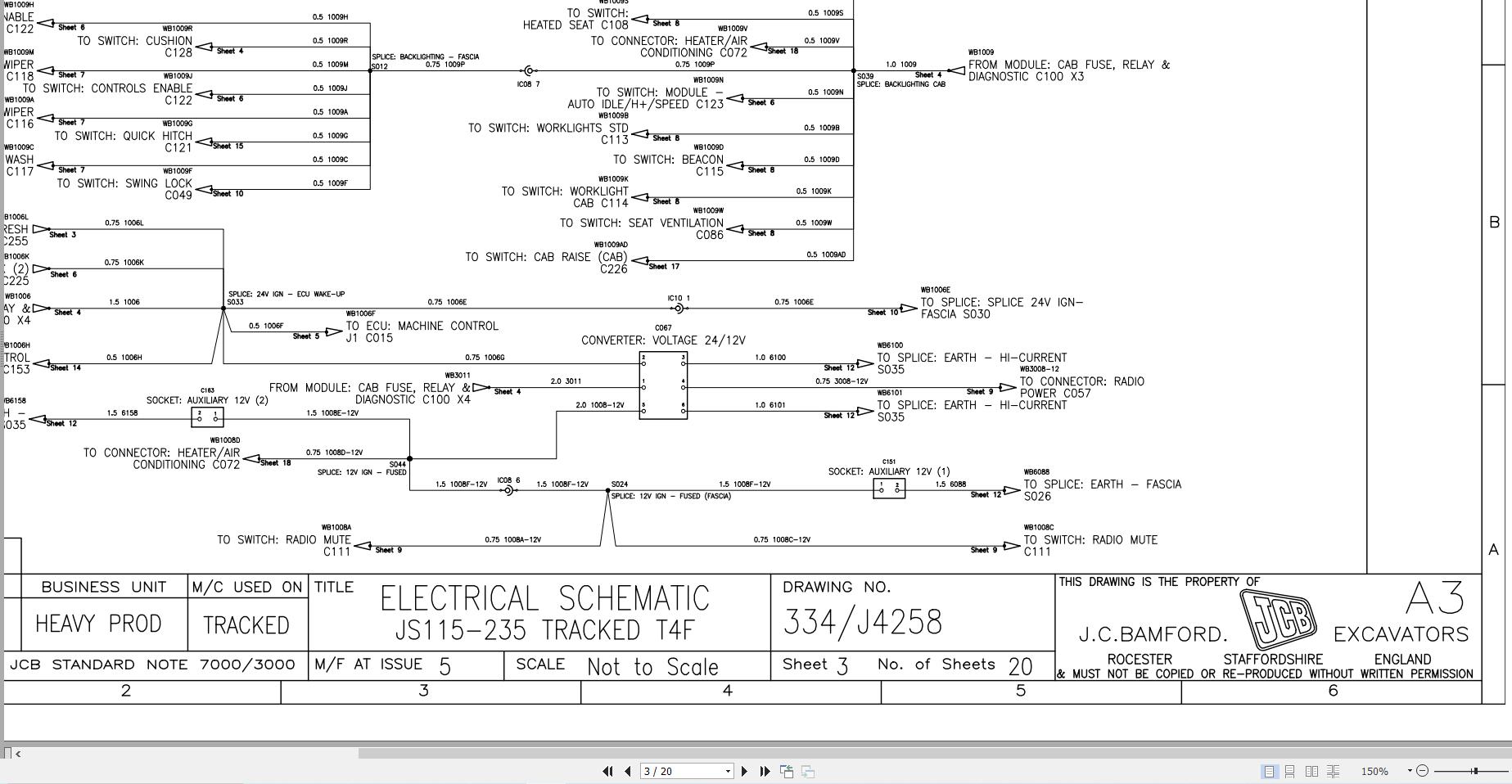 JCB Tracked Excavator JS145 T4F 2015 2021 Electrical and Hydraulic Diagram (2)