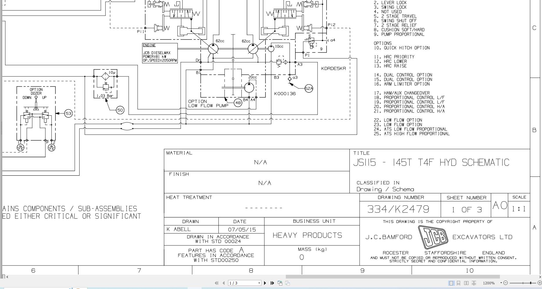 JCB Tracked Excavator JS145 T4F 2015 2021 Electrical and Hydraulic Diagram (3)