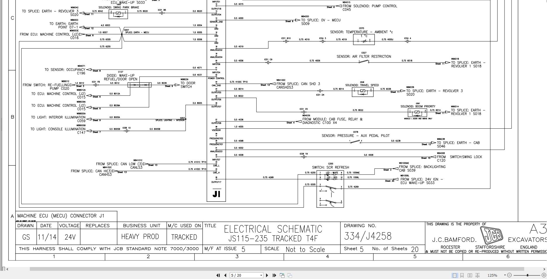 JCB Tracked Excavator JS160 T4F JCB 2015 2025 Electrical and Hydraulic Diagram (2)