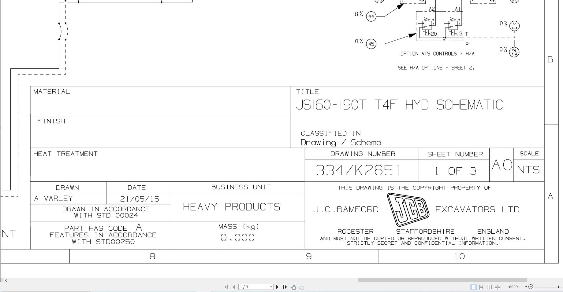 JCB Tracked Excavator JS180 T4F 2016 2021 Electrical and Hydraulic Diagram (1)