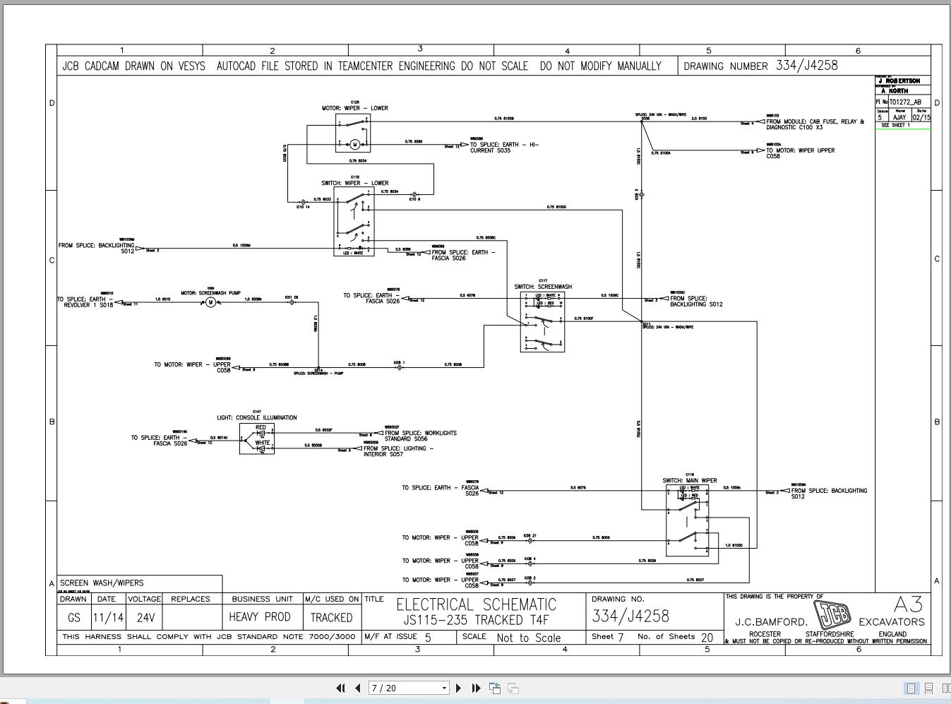 JCB Tracked Excavator JS180 T4F 2016 2021 Electrical and Hydraulic Diagram (3)