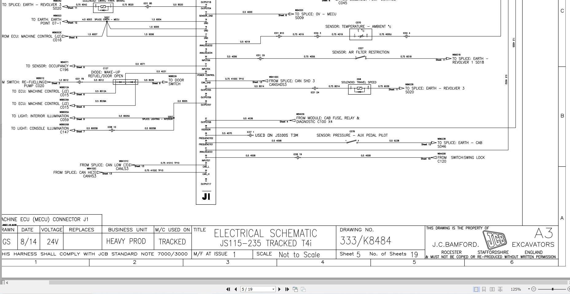 JCB Tracked Excavator JS180 T4i 2013 2015 Electrical and Hydraulic Diagram (2)
