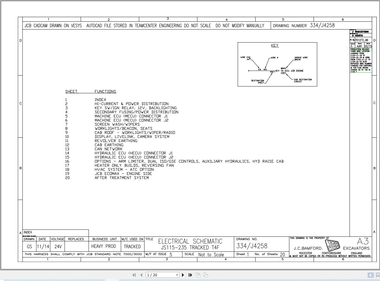 JCB Tracked Excavator JS190 T4F 2015 2021 Electrical and Hydraulic Diagram (1)
