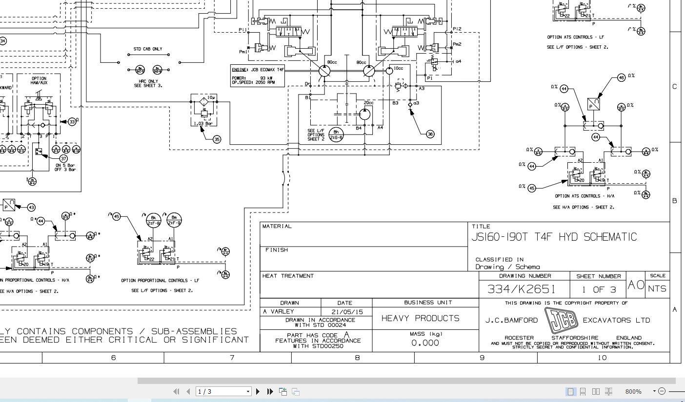JCB Tracked Excavator JS190 T4F 2015 2021 Electrical and Hydraulic Diagram (3)