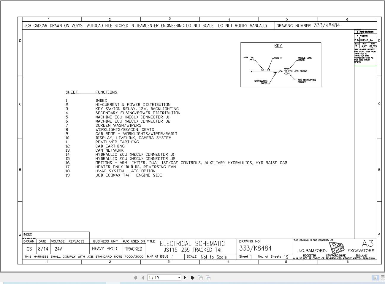 JCB Tracked Excavator JS190 T4i 2013 2015 Electrical and Hydraulic Diagram (1)