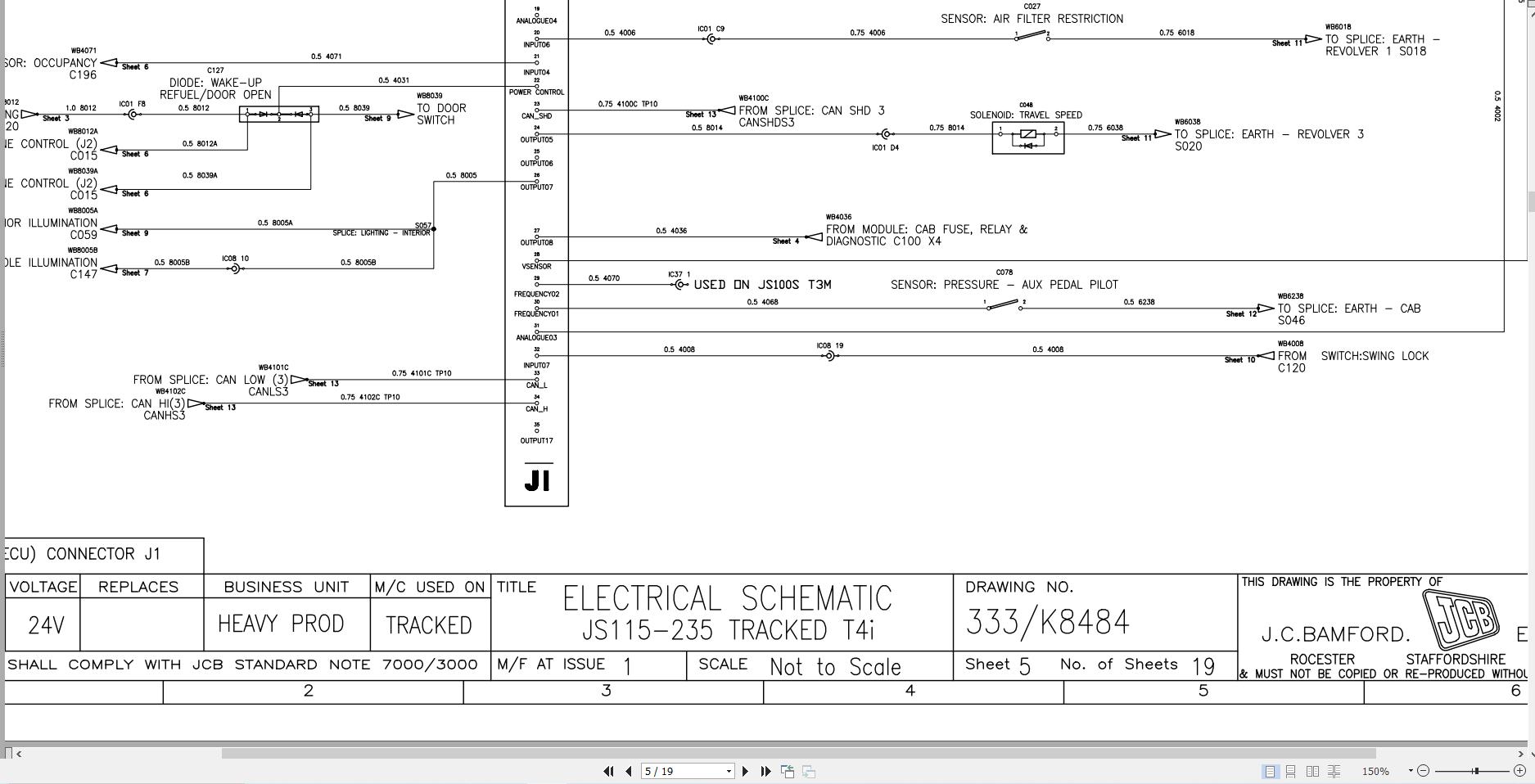 JCB Tracked Excavator JS190 T4i 2013 2015 Electrical and Hydraulic Diagram (2)