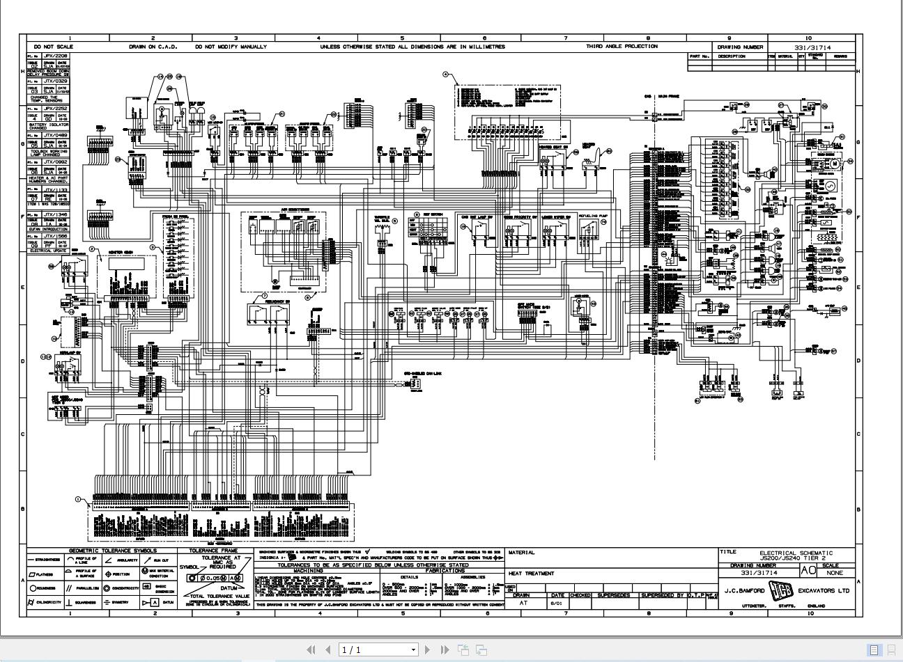 JCB Tracked Excavator JS200 T2 JCB 2003 2019 Electrical and Hydraulic Diagram (1)