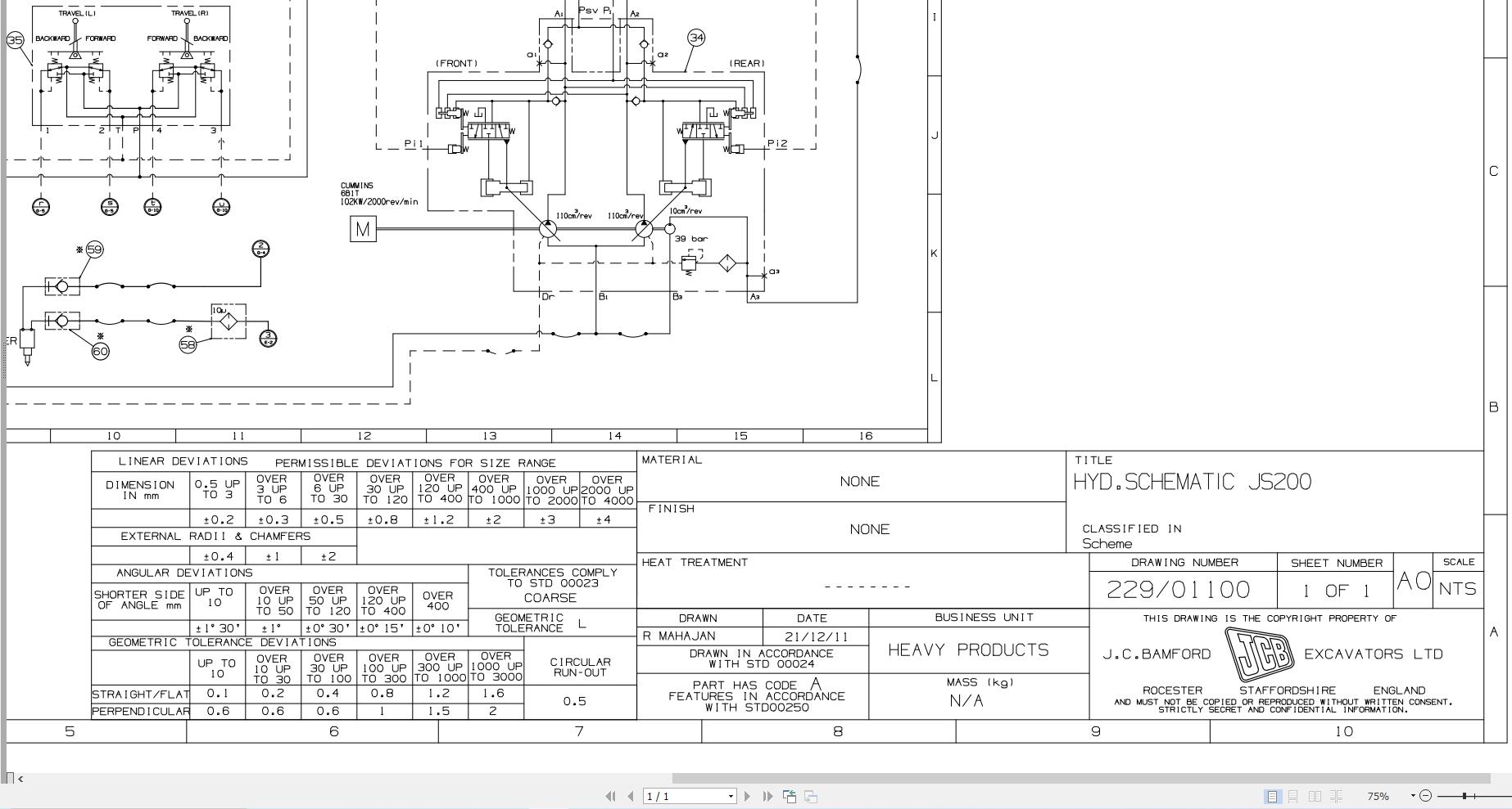 JCB Tracked Excavator JS200 T2 PUN 2007 2014 Electrical and Hydraulic Diagram (2)