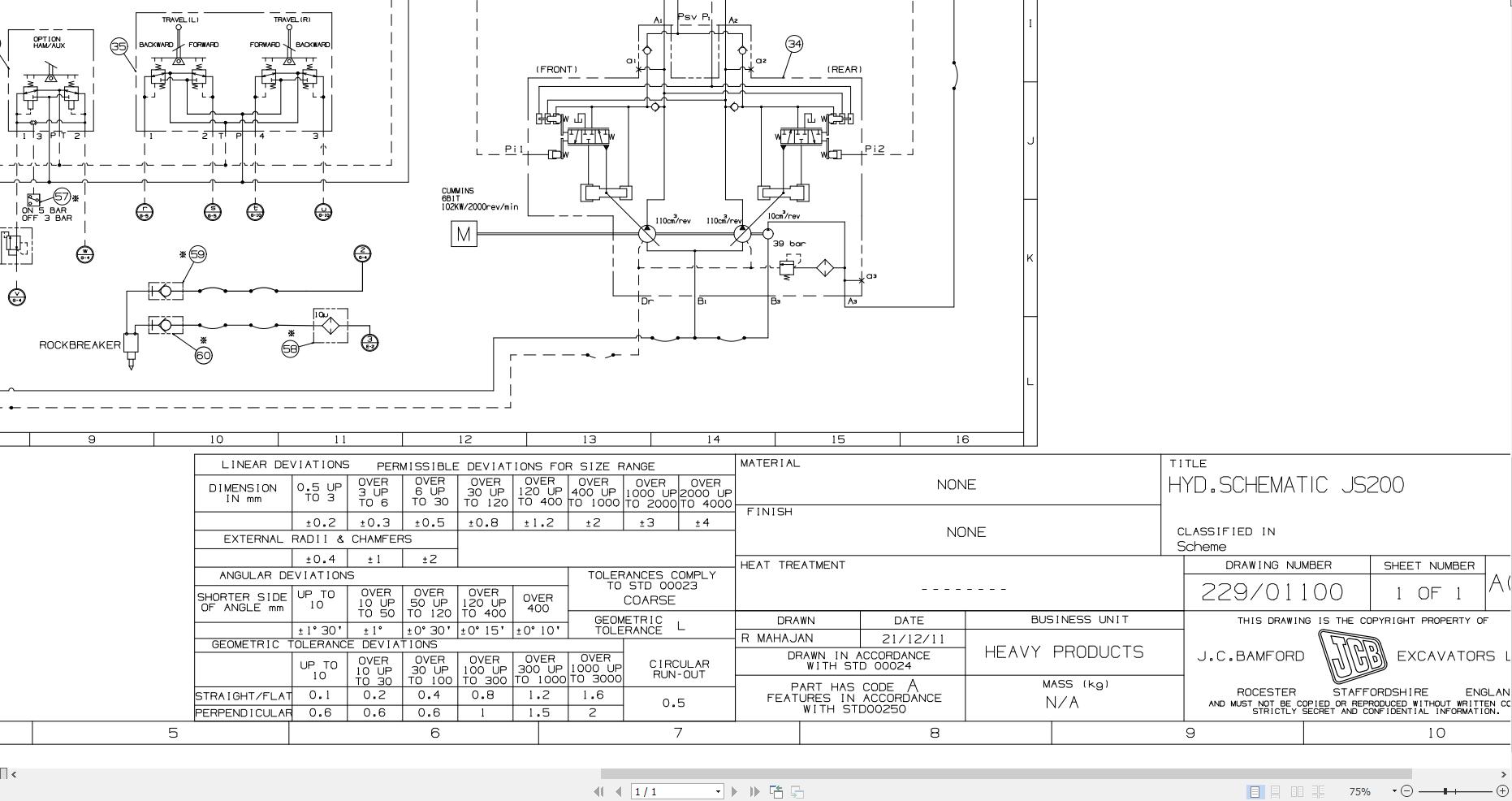 JCB Tracked Excavator JS200 T3 PUN 2007 2013 Electrical and Hydraulic Diagram (2)