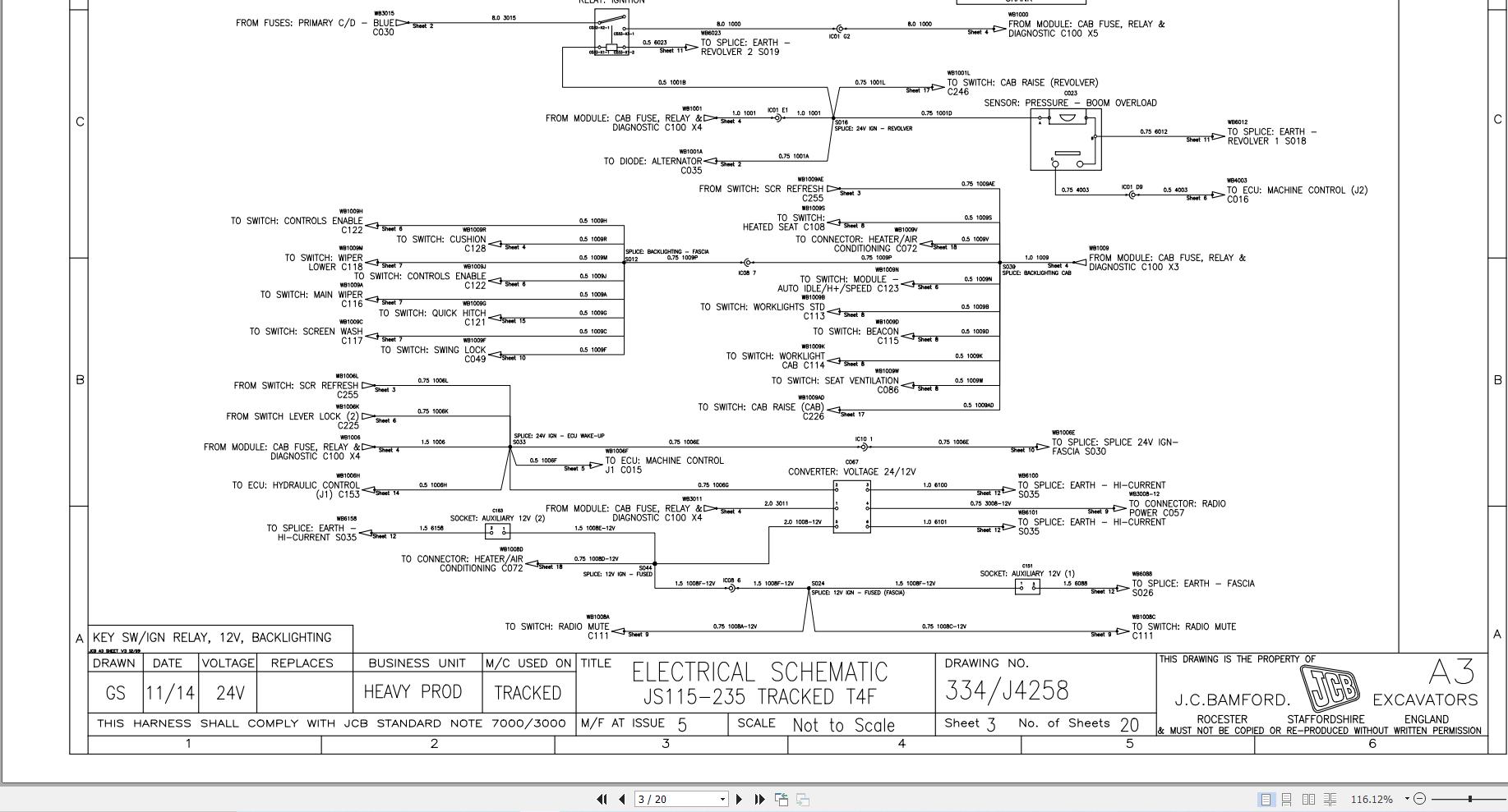 JCB Tracked Excavator JS200 T4F JCB 2016 2018 Electrical and Hydraulic Diagram (2)