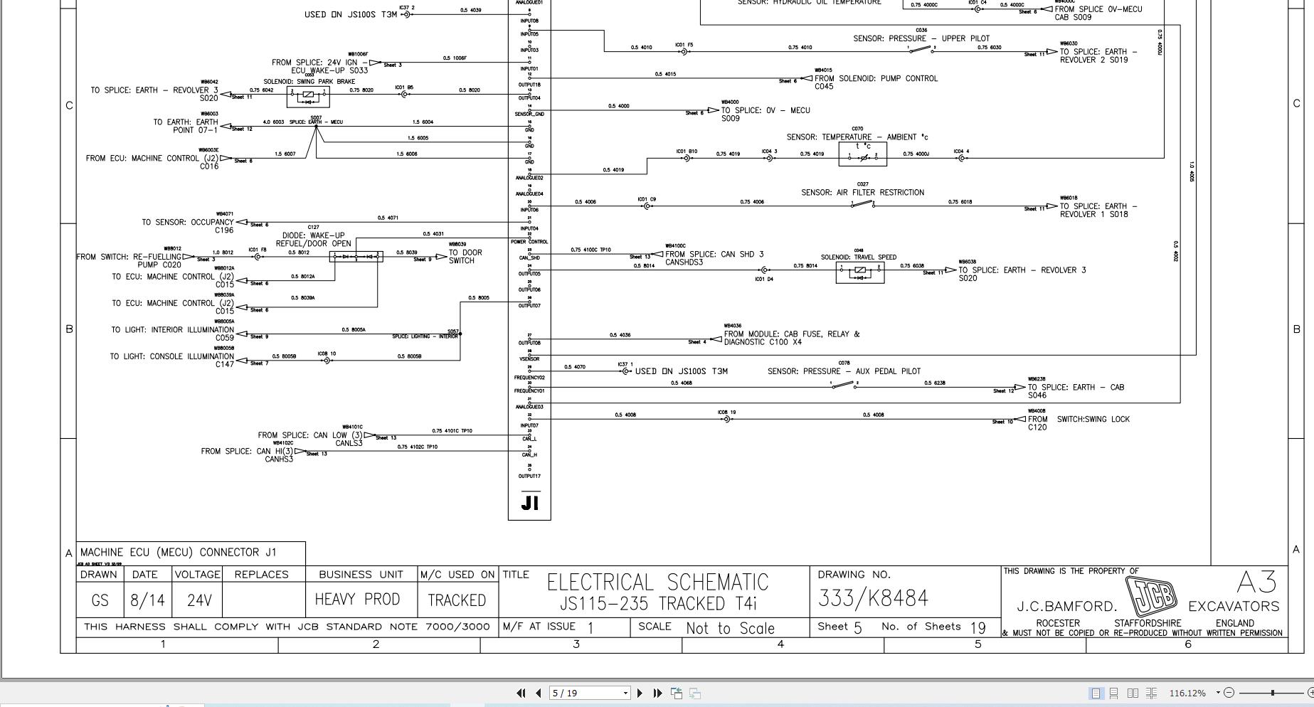JCB Tracked Excavator JS200 T4i JCB 2013 2016 Electrical Diagram (2)
