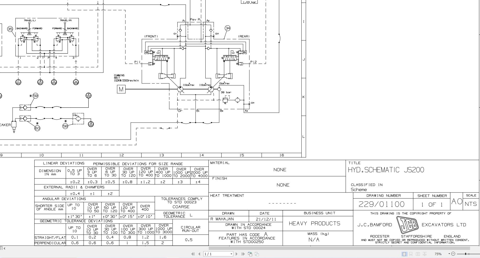 JCB Tracked Excavator JS205 BS2 PUN 2013 2014 Electrical and Hydraulic Diagram (2)