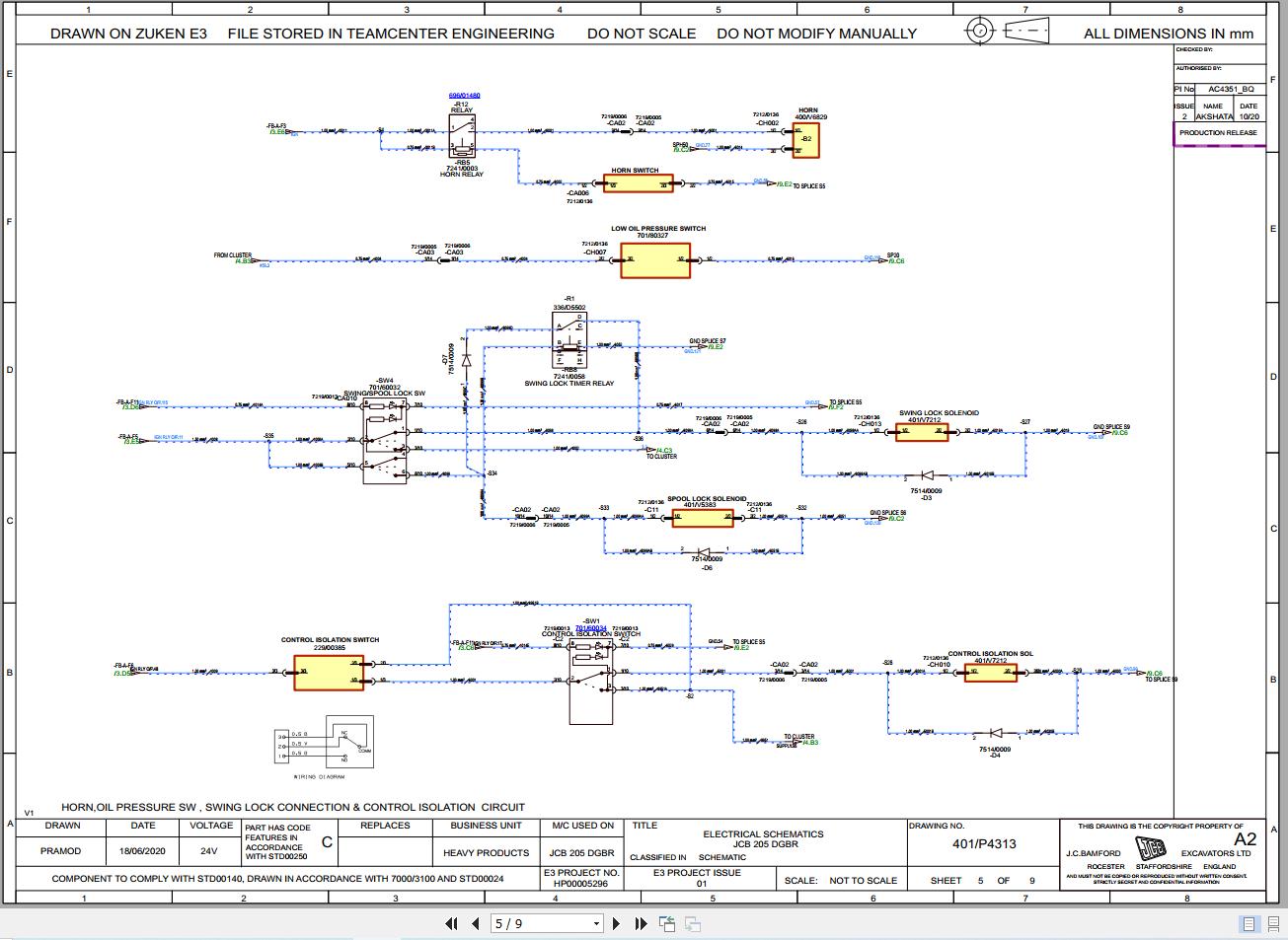 JCB Tracked Excavator JS205 DGBR T0 PUN 2014 2024 Electrical and Hydraulic Diagram (2)