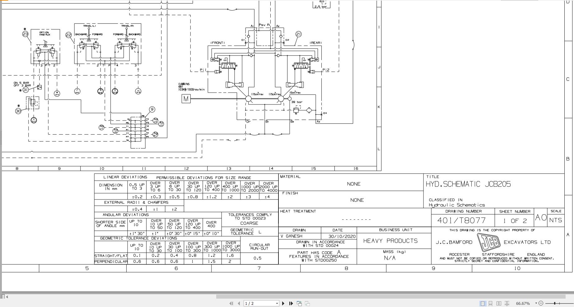JCB Tracked Excavator JS205 DGBR T0 PUN 2014 2024 Electrical and Hydraulic Diagram (3)