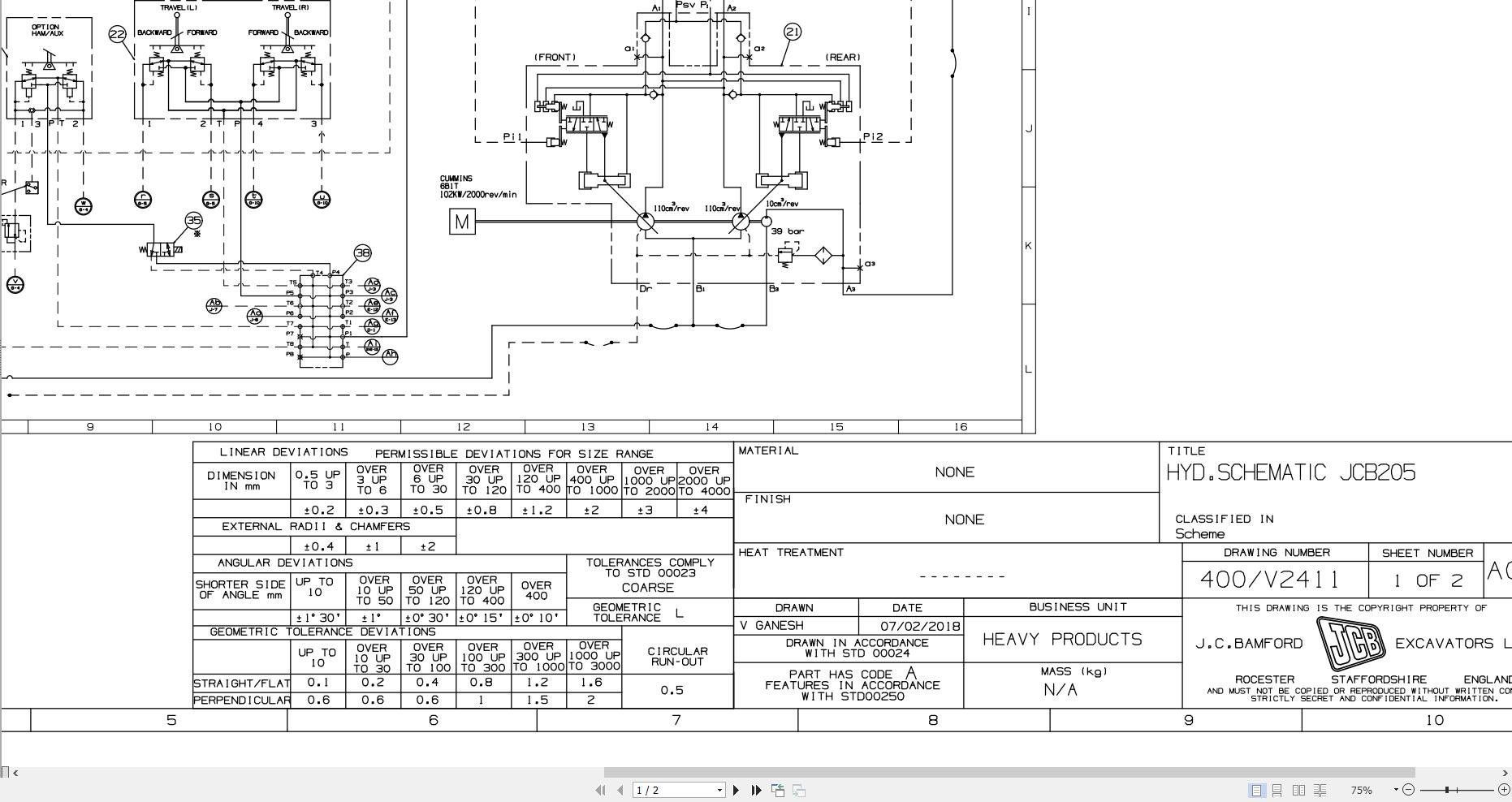 JCB Tracked Excavator JS205 SHAJS20A 2020 2024 Electrical and Hydraulic Diagram (3)