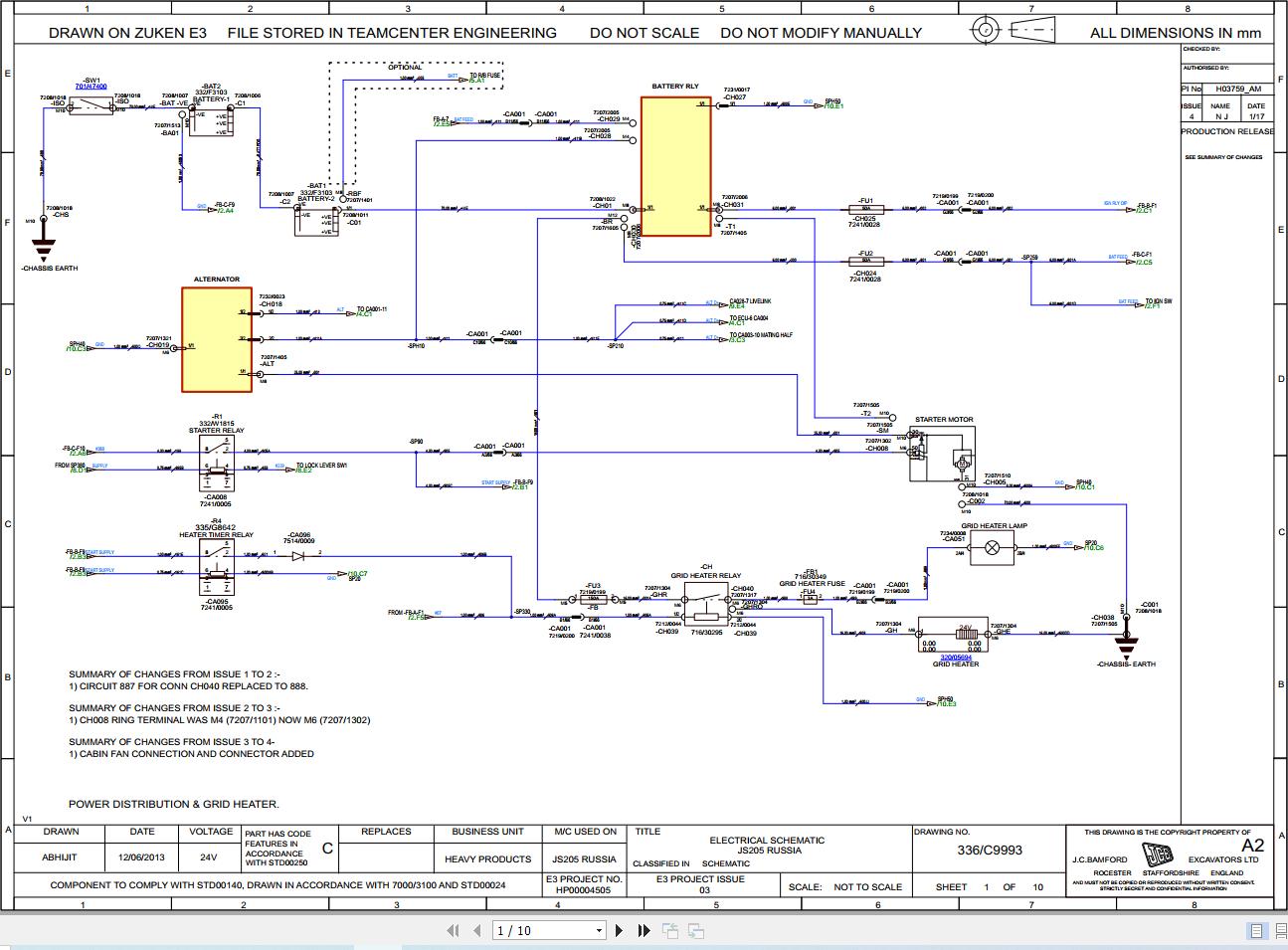 JCB Tracked Excavator JS205 T2 SHA 2016 2021 Electrical and Hydraulic Diagram (1)